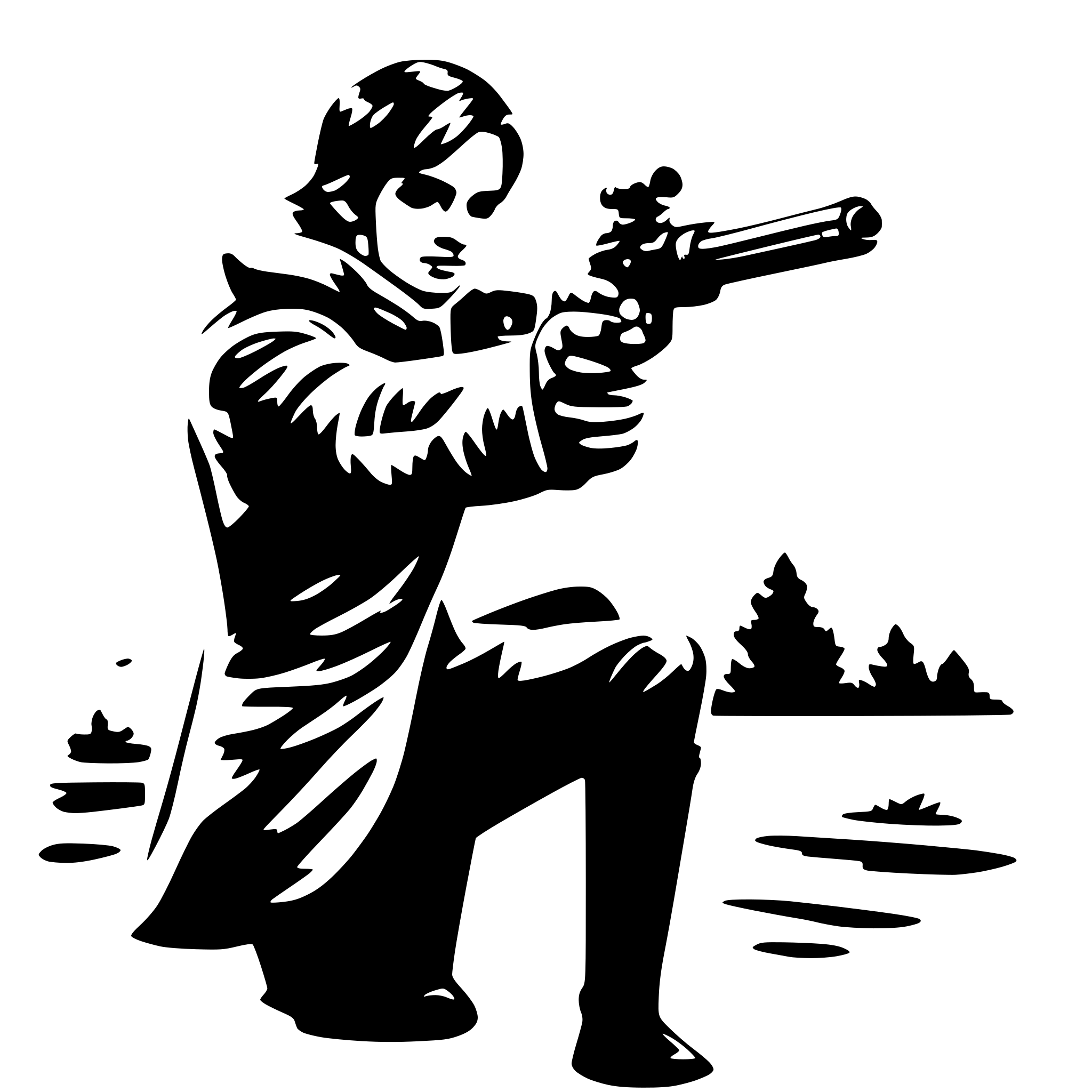 AI-generated SVG of a man shooting