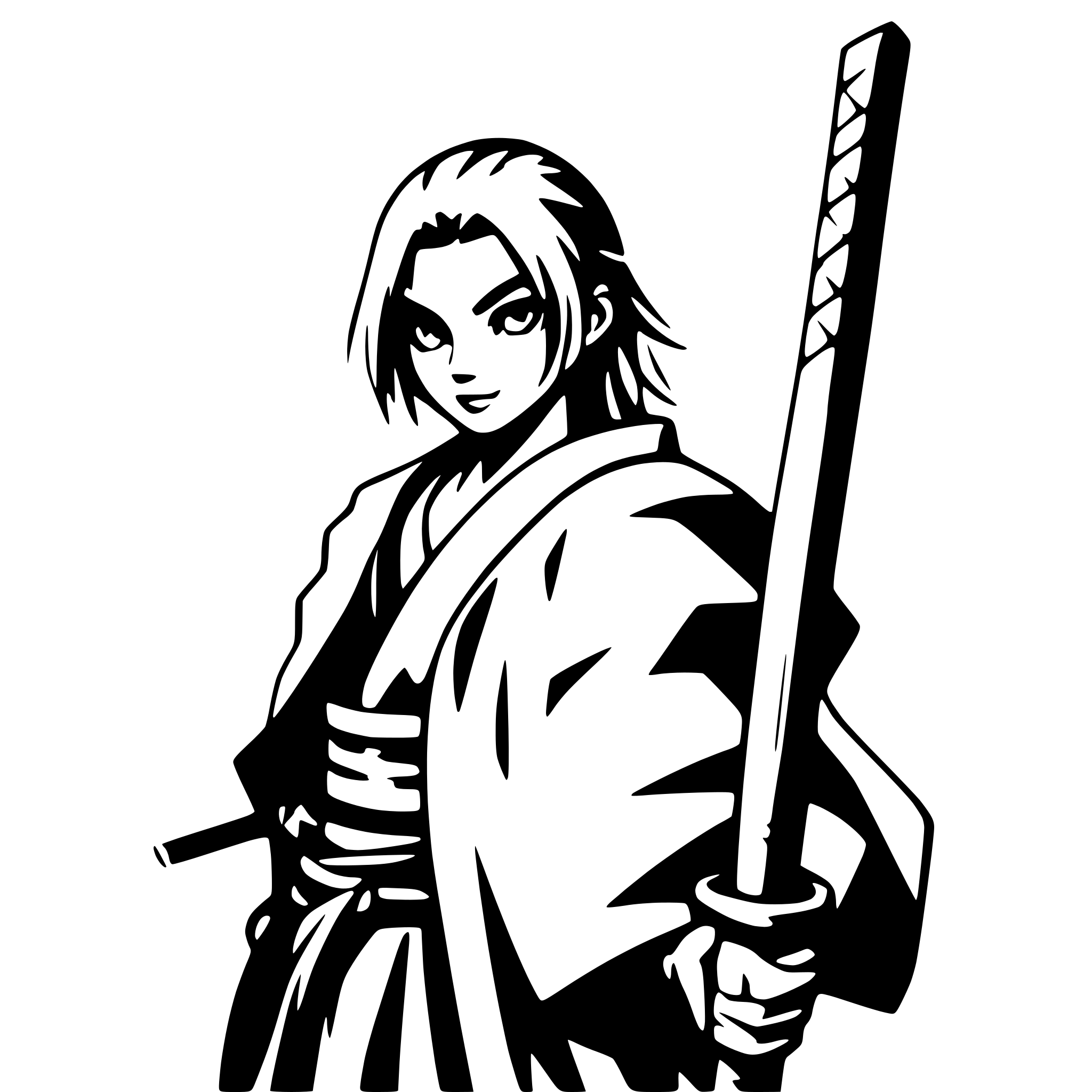 AI-generated SVG of 'samurai with torn banner'