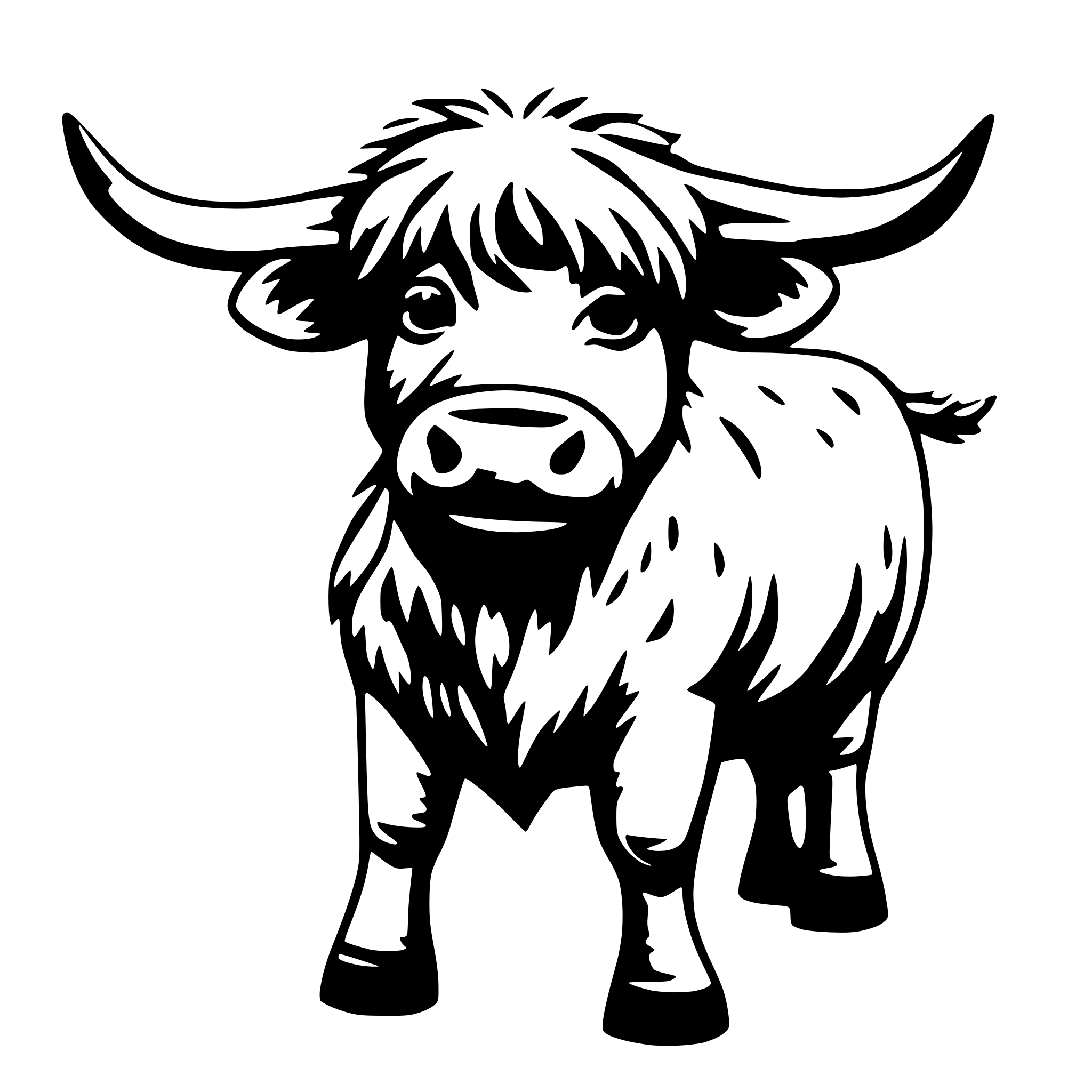 AI-generated SVG of 'cute highland cow'