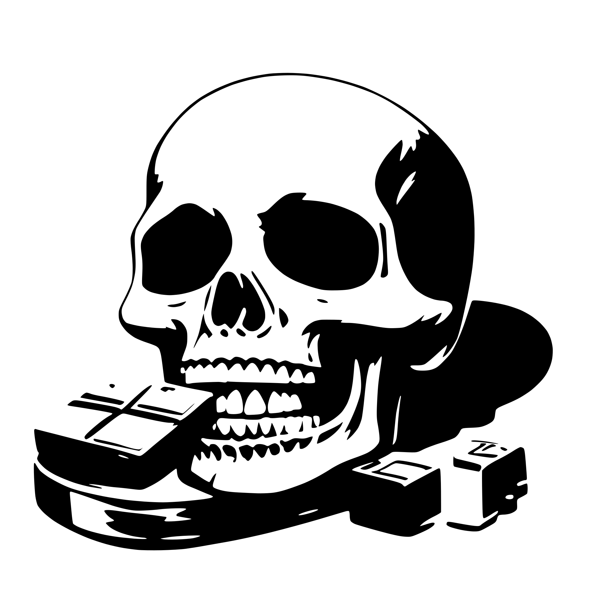 AI-generated SVG of 'skull eating a chocolate bar'