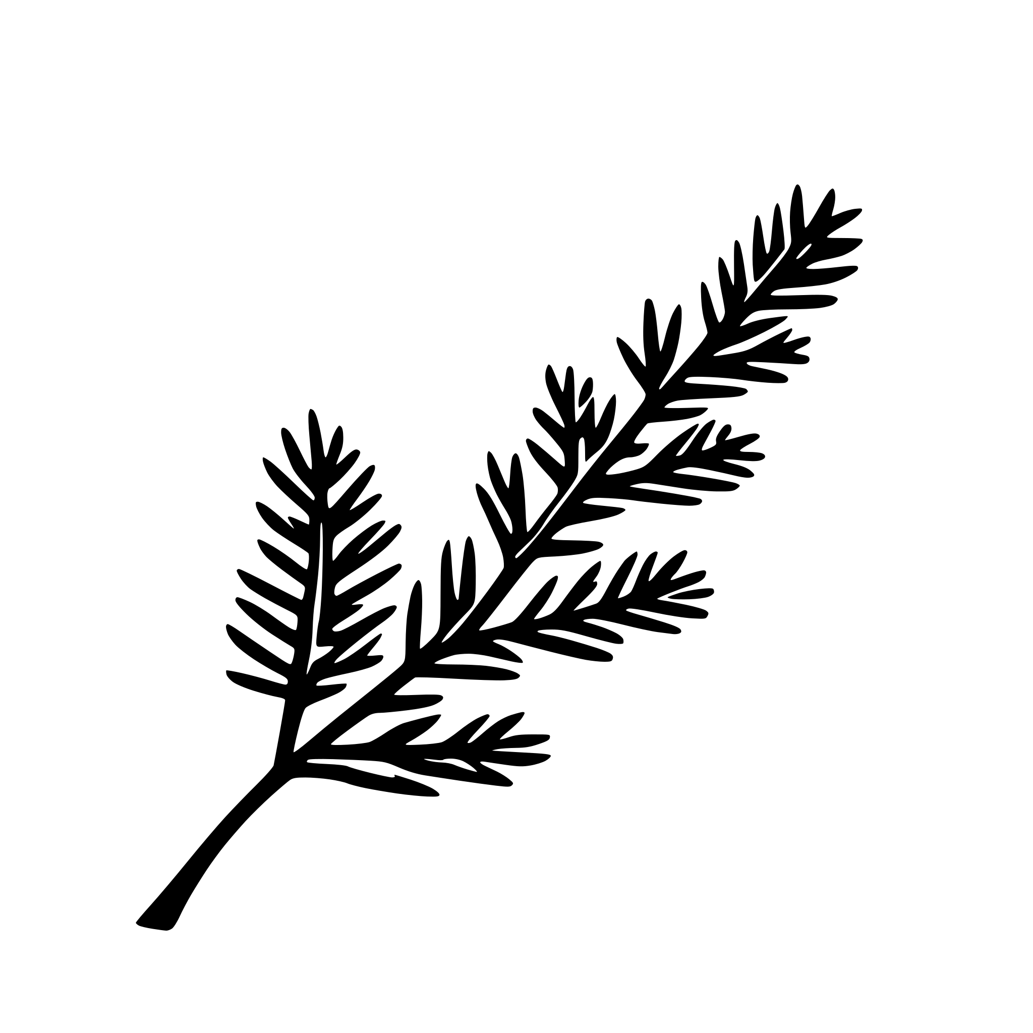 AI-generated SVG of 'conifer branch with 1 line'