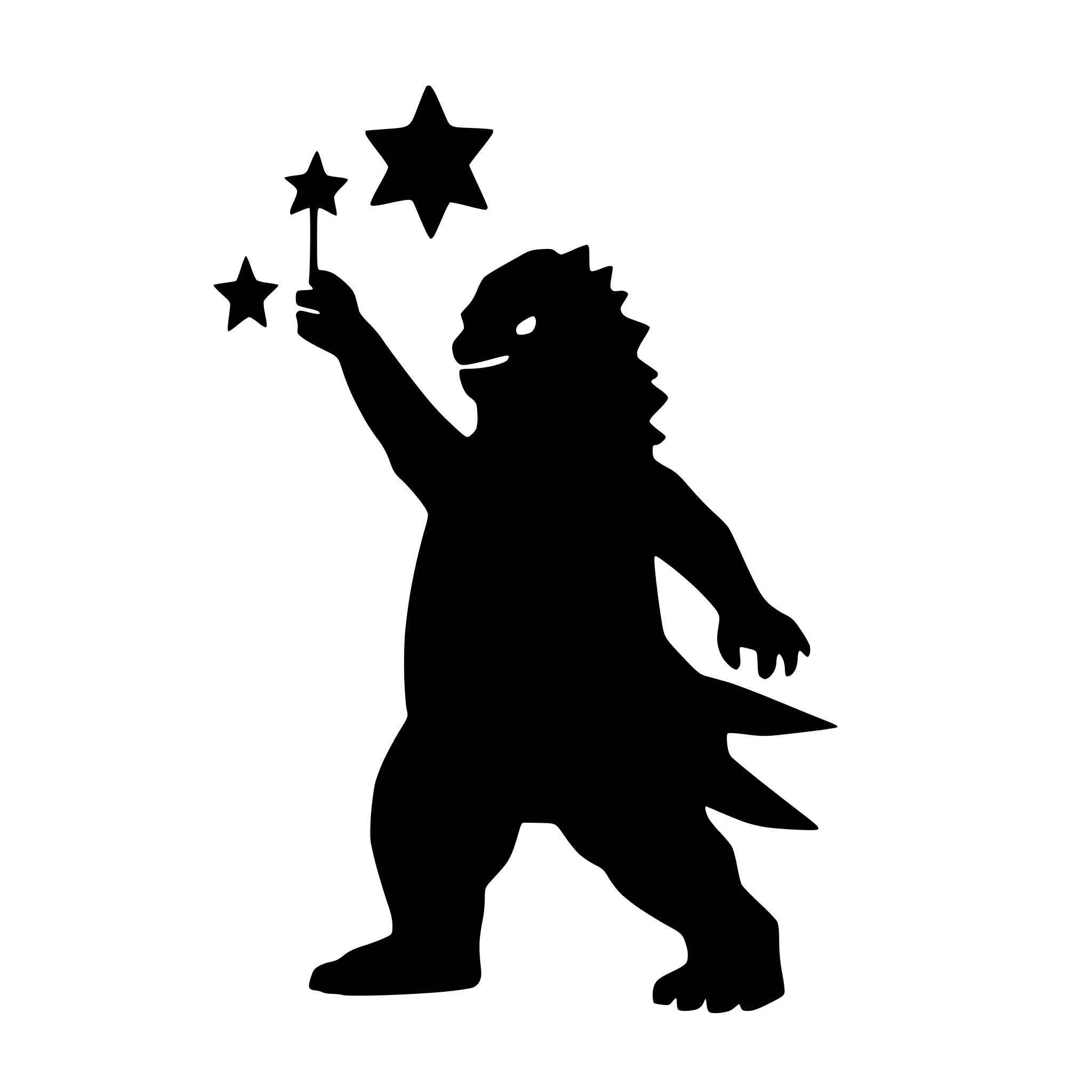 AI-generated SVG of a godzilla holding a star