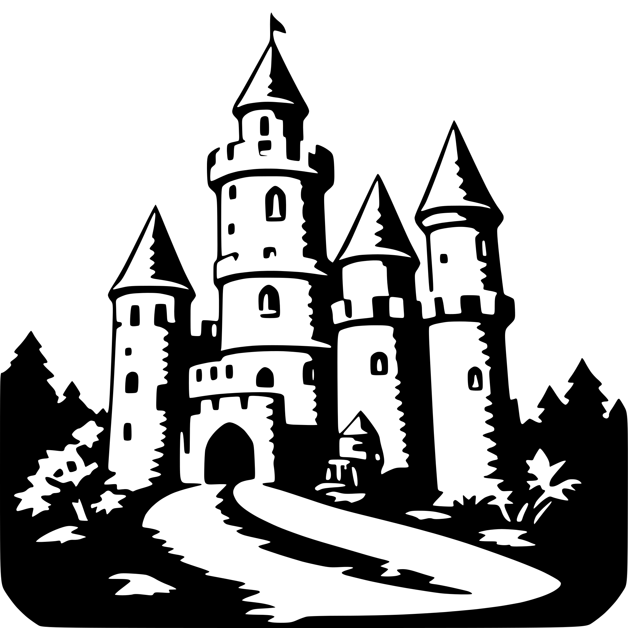 AI-generated SVG of a castle and dragon