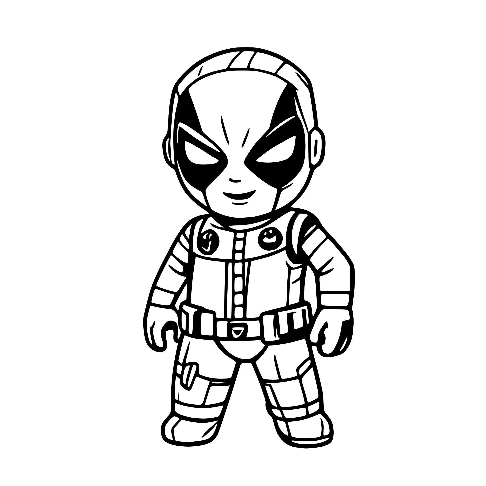 AI-generated SVG of a coloring pages cute deadpool
