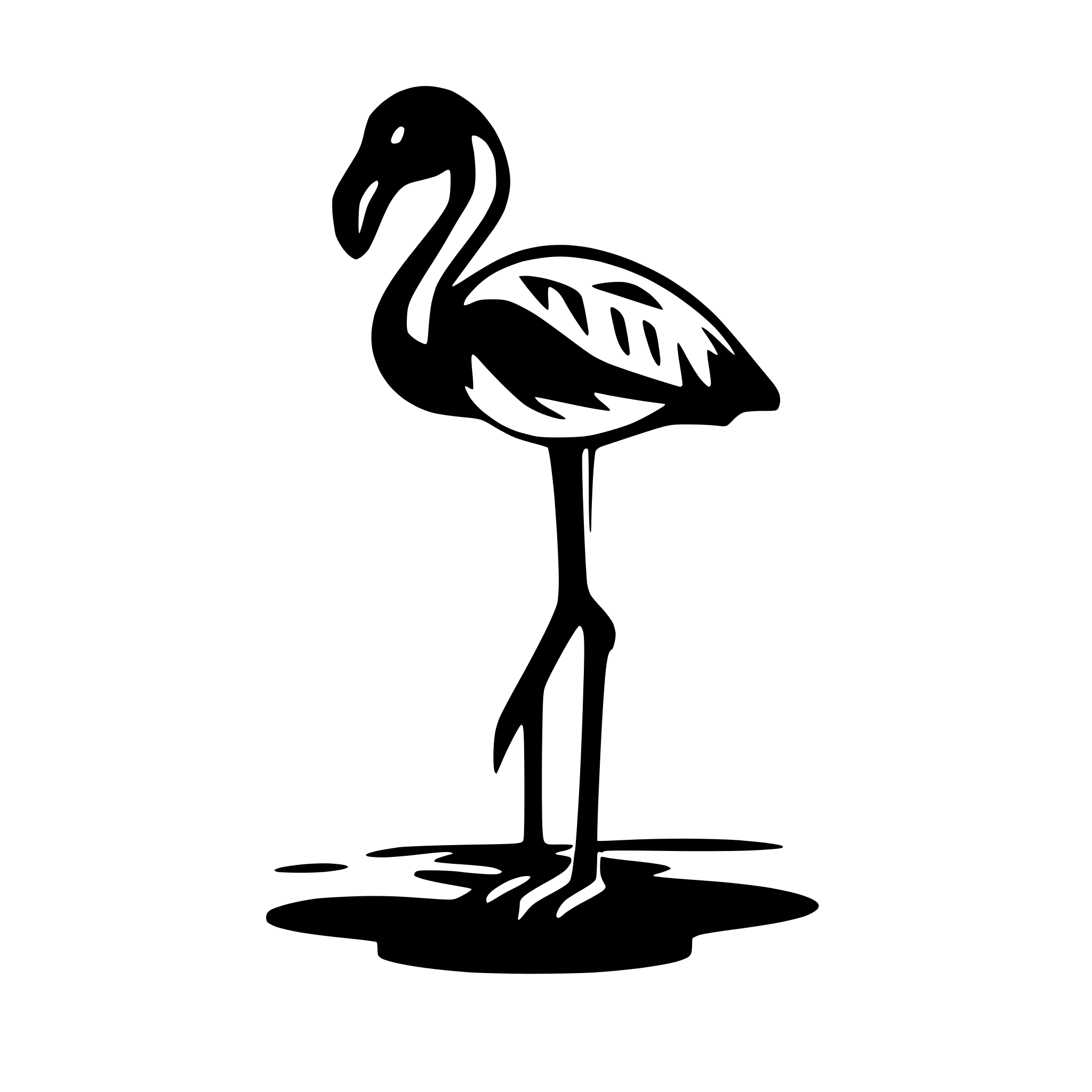 AI-generated SVG of a flamingo standing in water