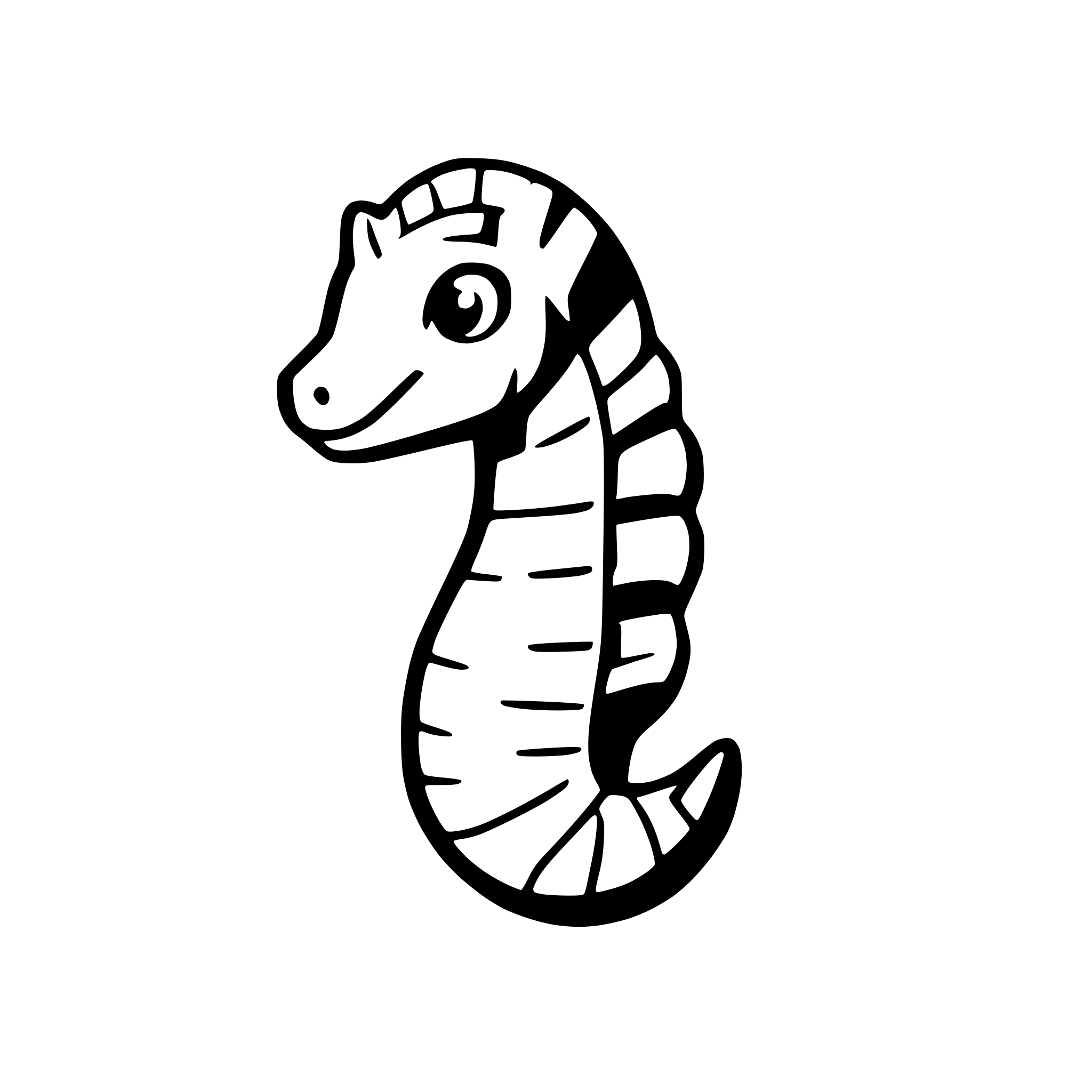 AI-generated SVG of a seahorse icon in yellow and gold