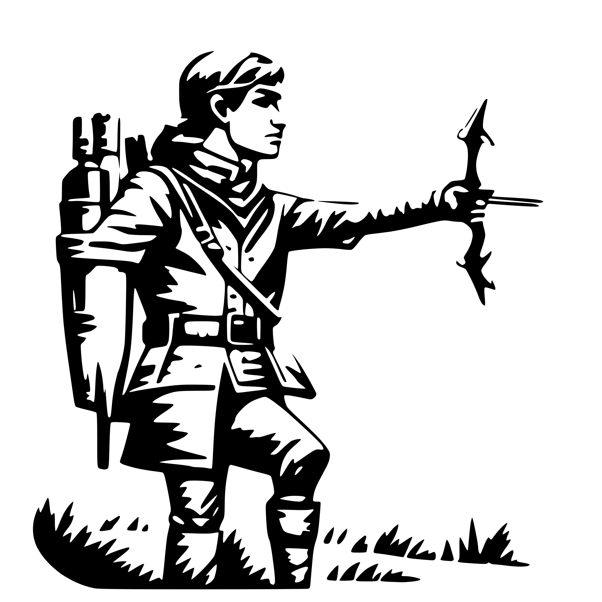 AI-generated SVG of 'a bow hunter aiming'
