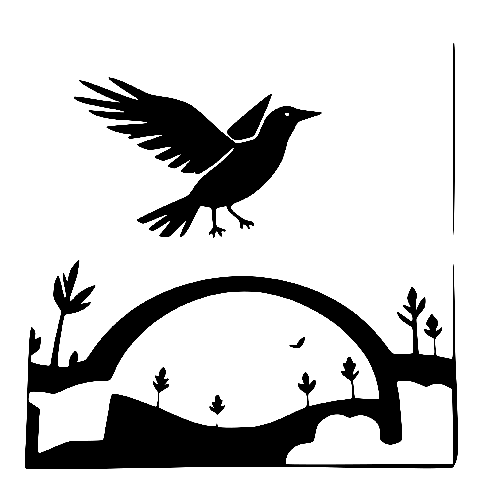 AI-generated SVG of a crow flying across a sunset