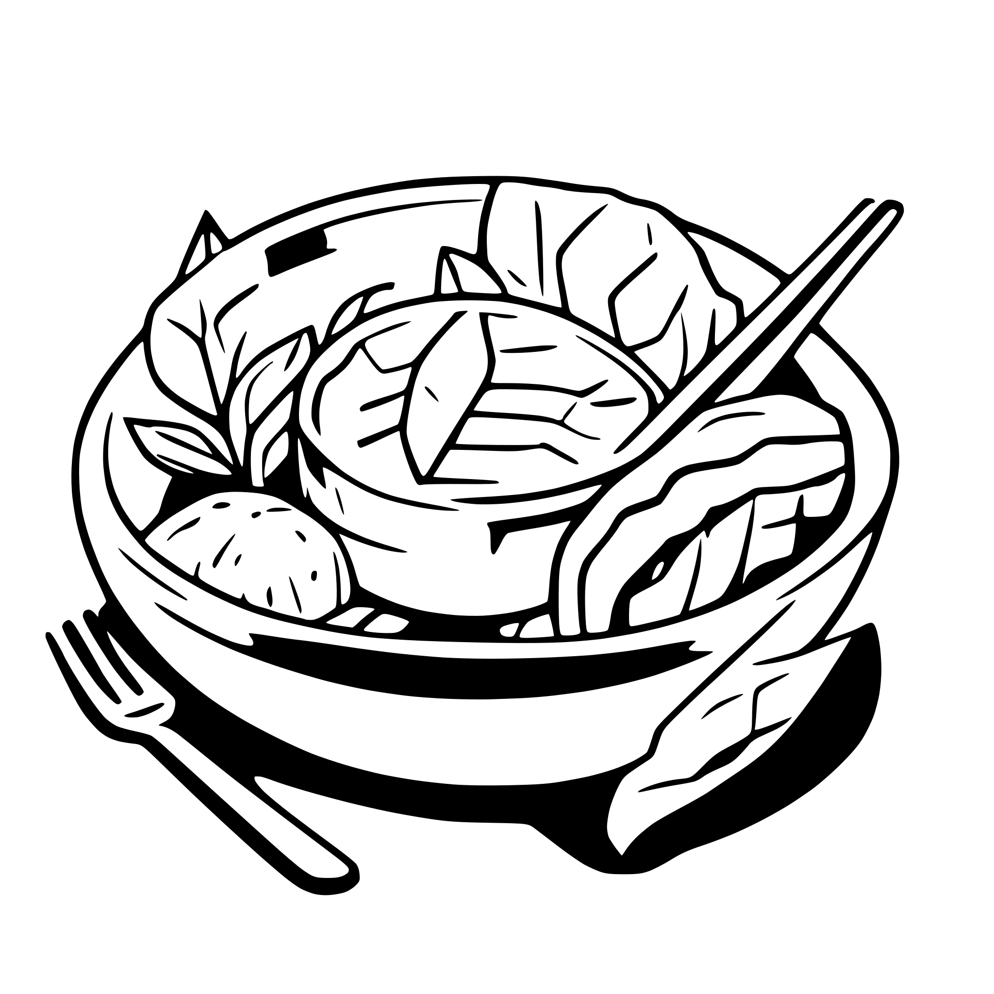 AI-generated SVG of a simple line art of asian food