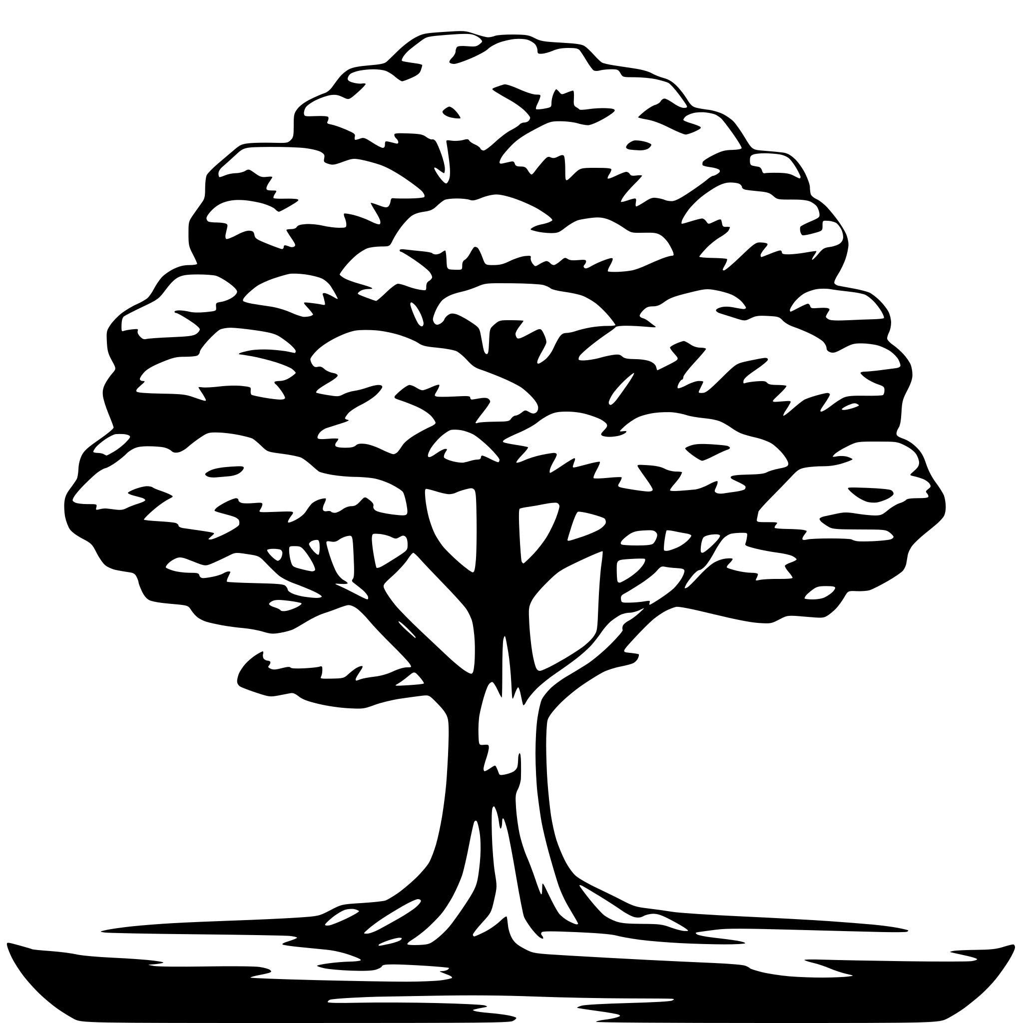 AI-generated SVG of a single tree with wide crown - 2:1 aspect ratio,