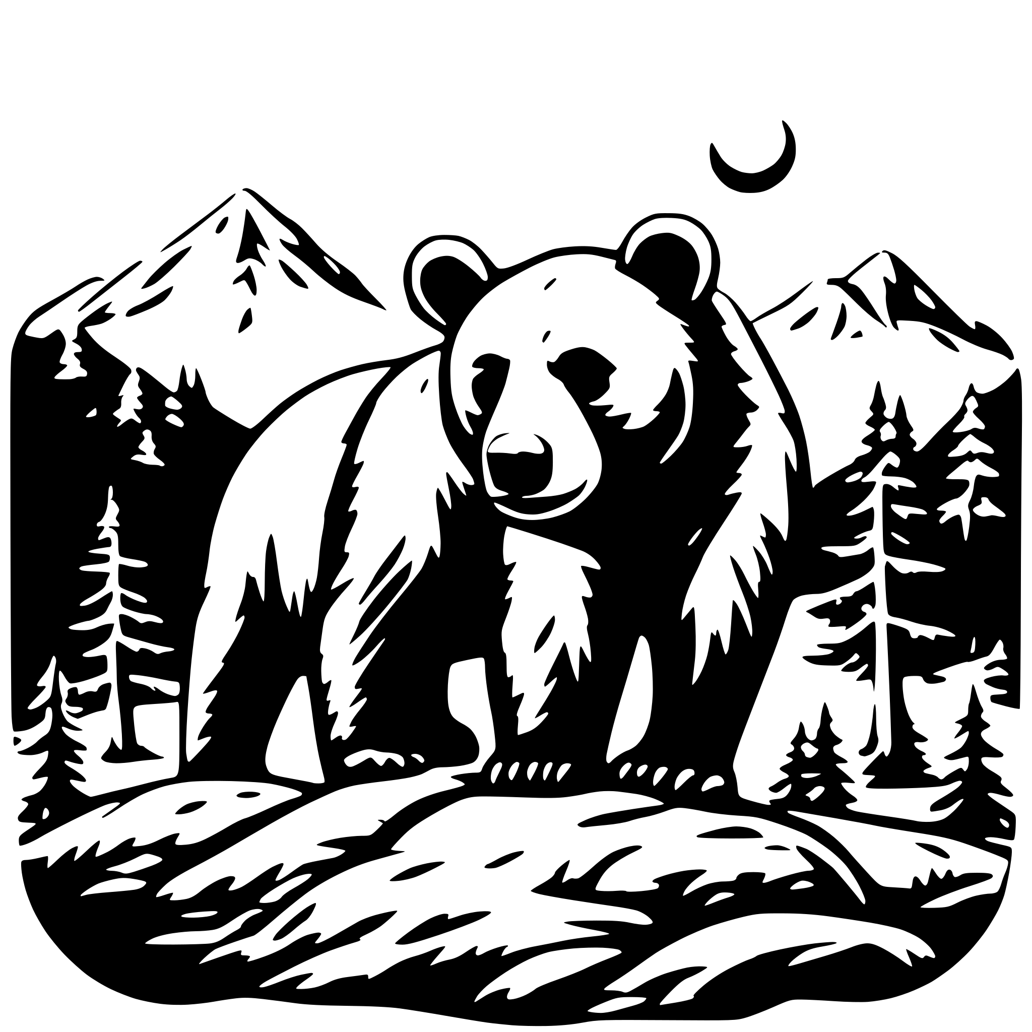 AI-generated SVG of 'bear mountains forest moon cubs'