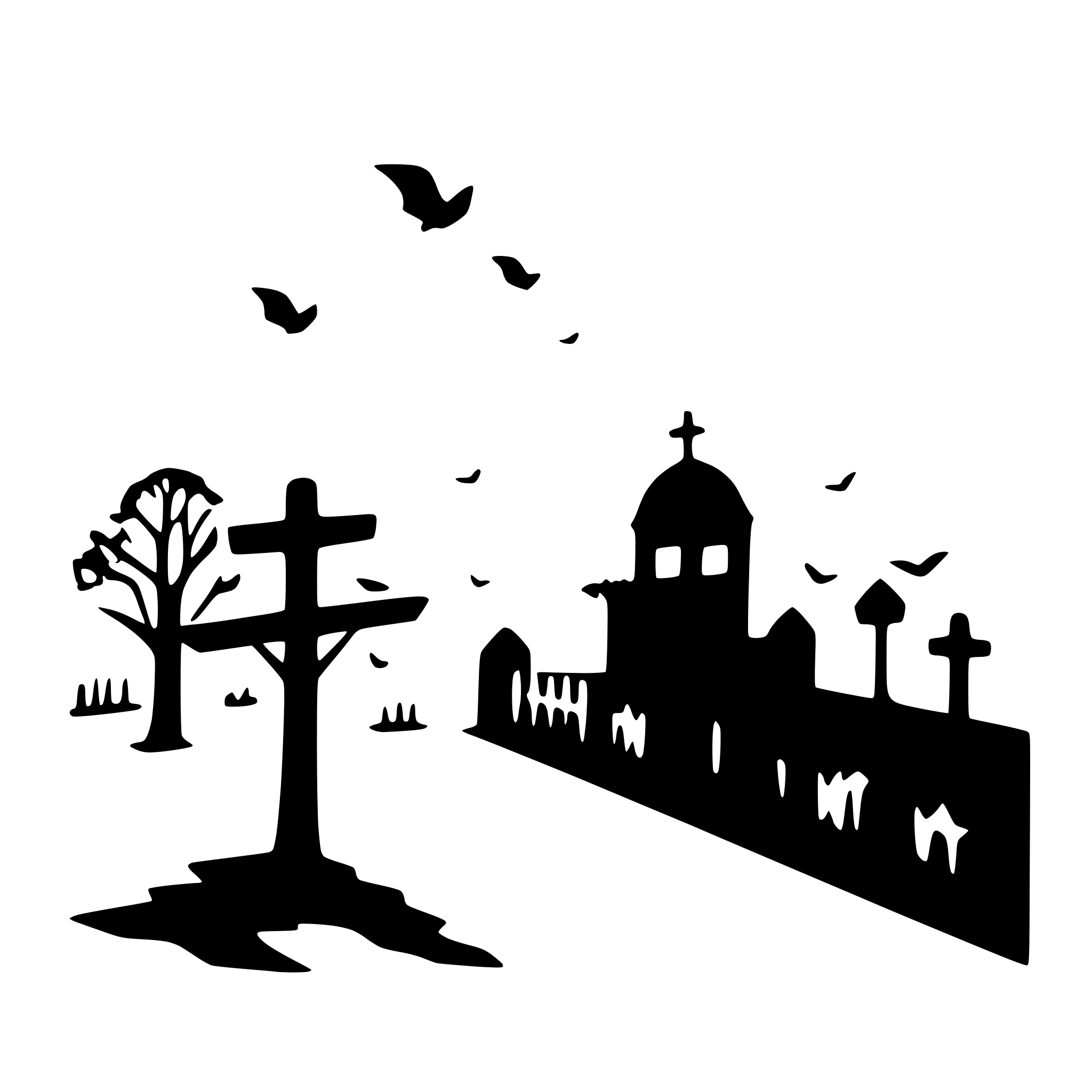AI-generated SVG of 'bats flying over a cemetery'