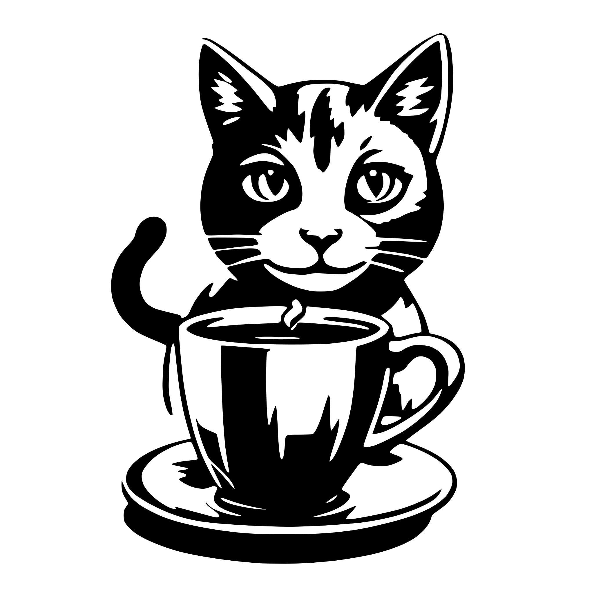 AI-generated SVG of 'cat drinking coffee'