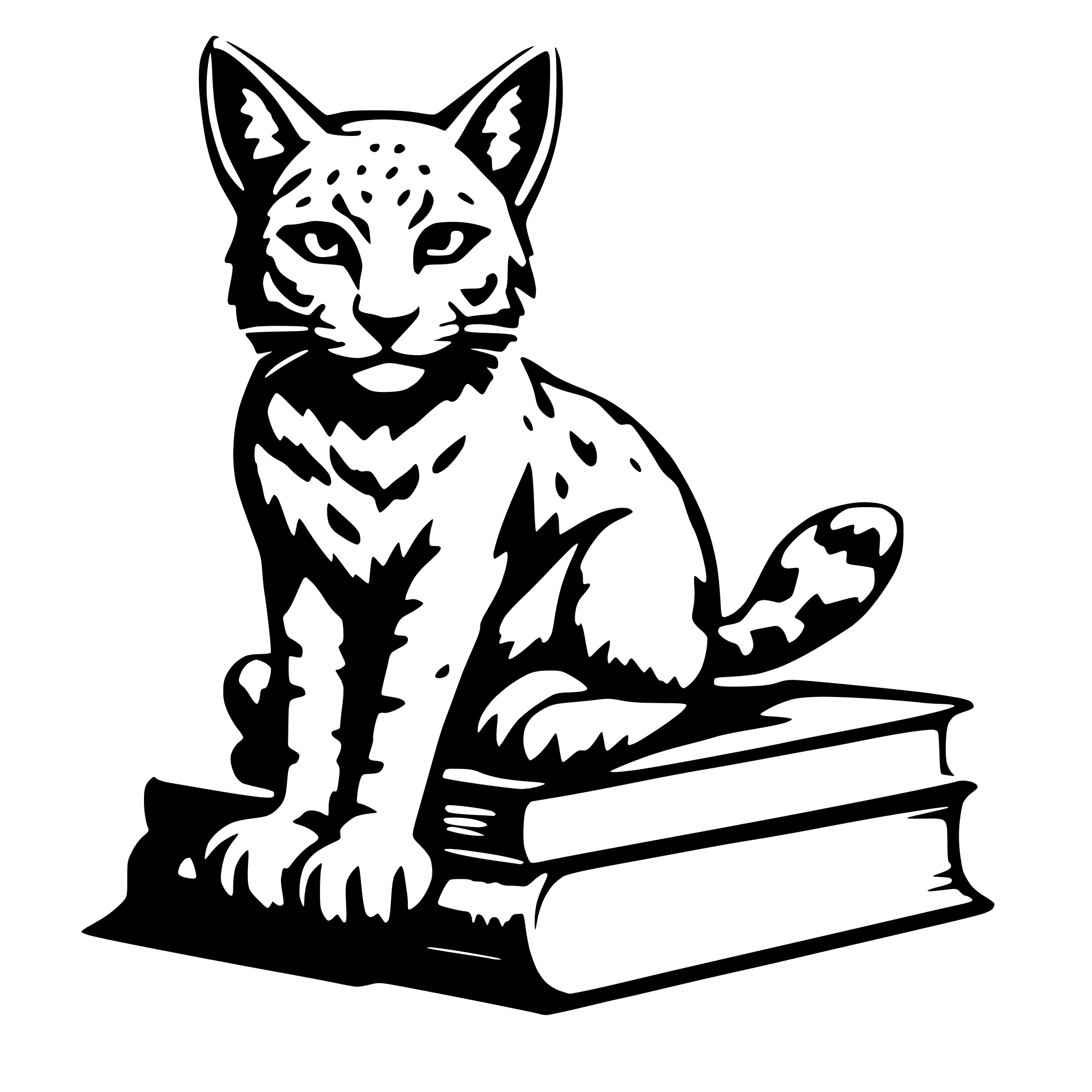 AI-generated SVG of 'bobcat sitting on book'