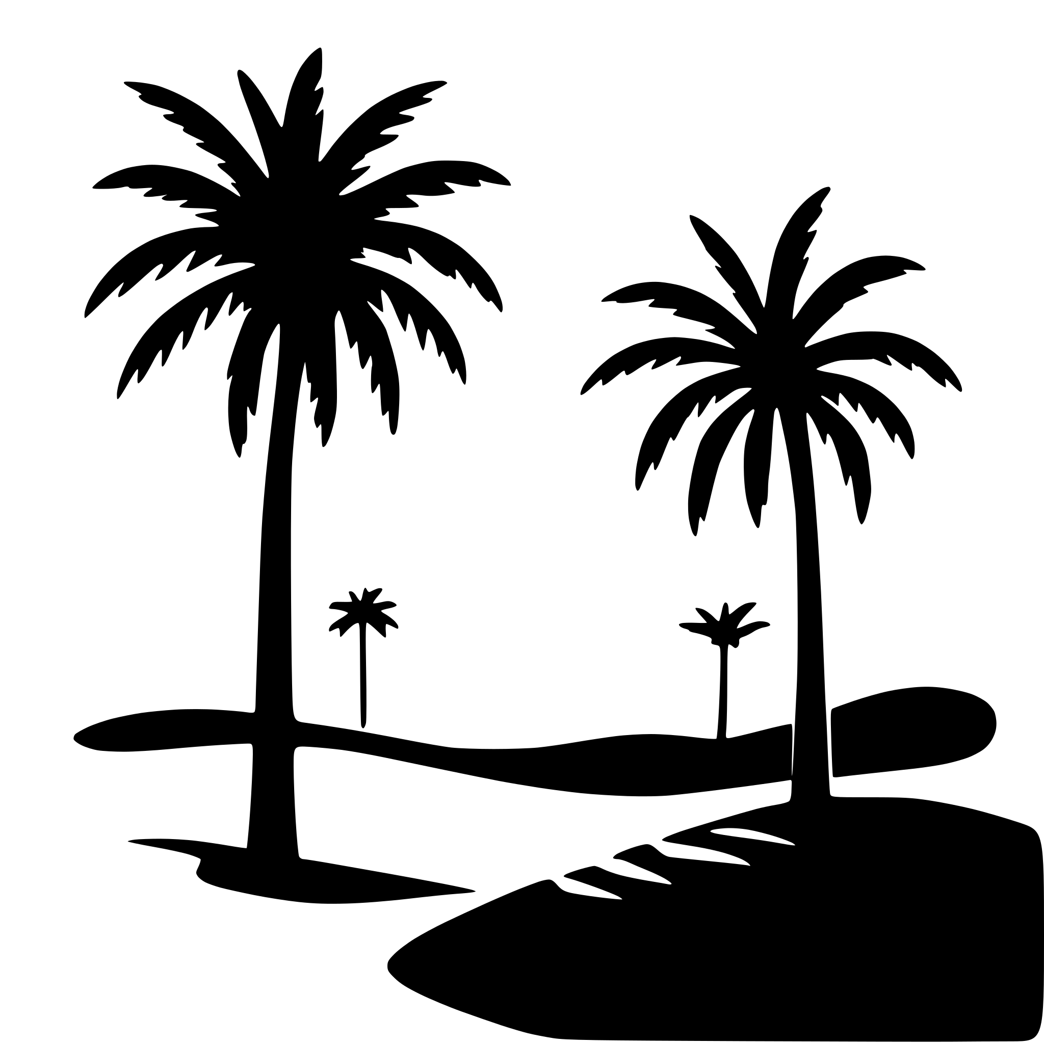 AI-generated SVG of 'arabian dune with palm trees and calm oase'