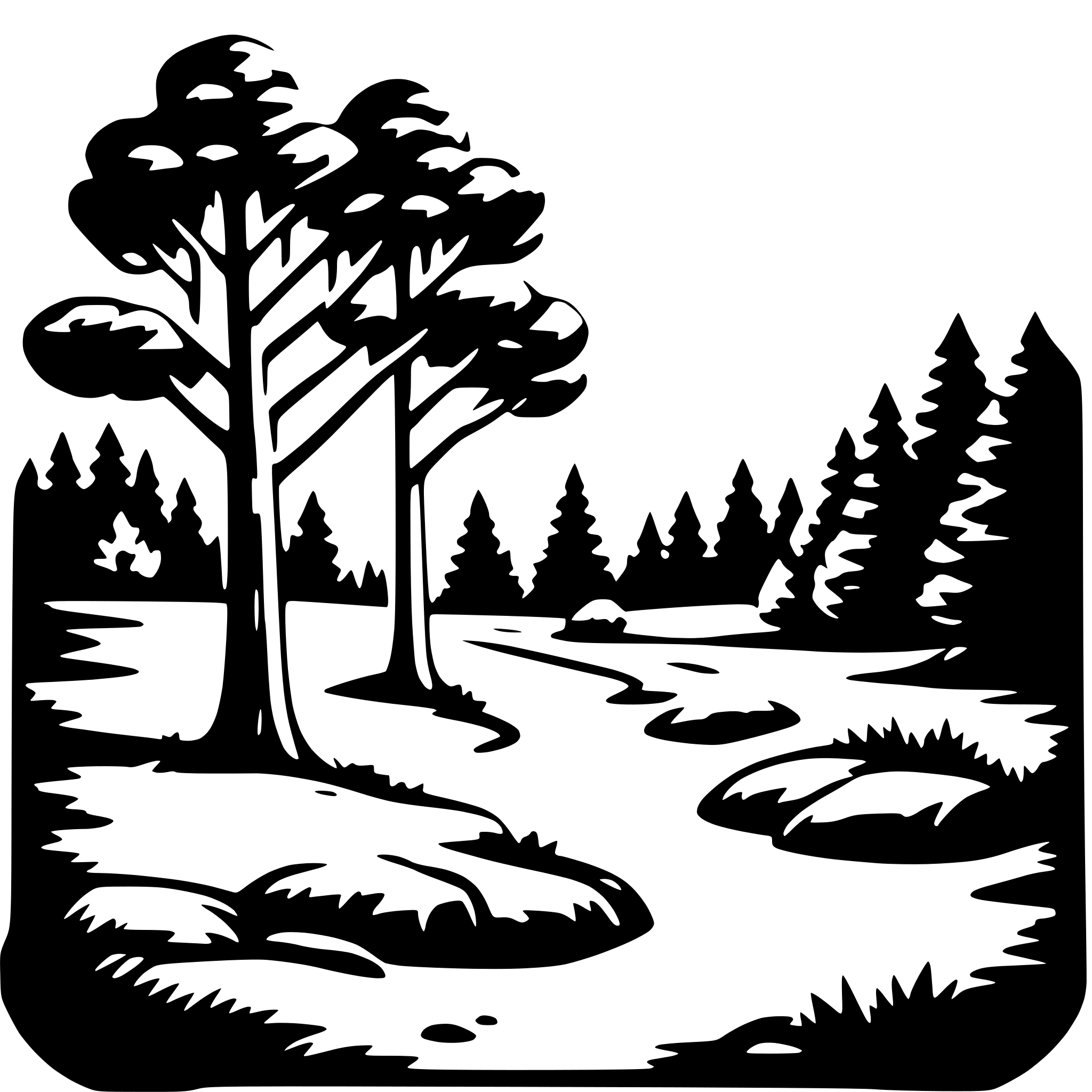AI-generated SVG of a wilderness adventure