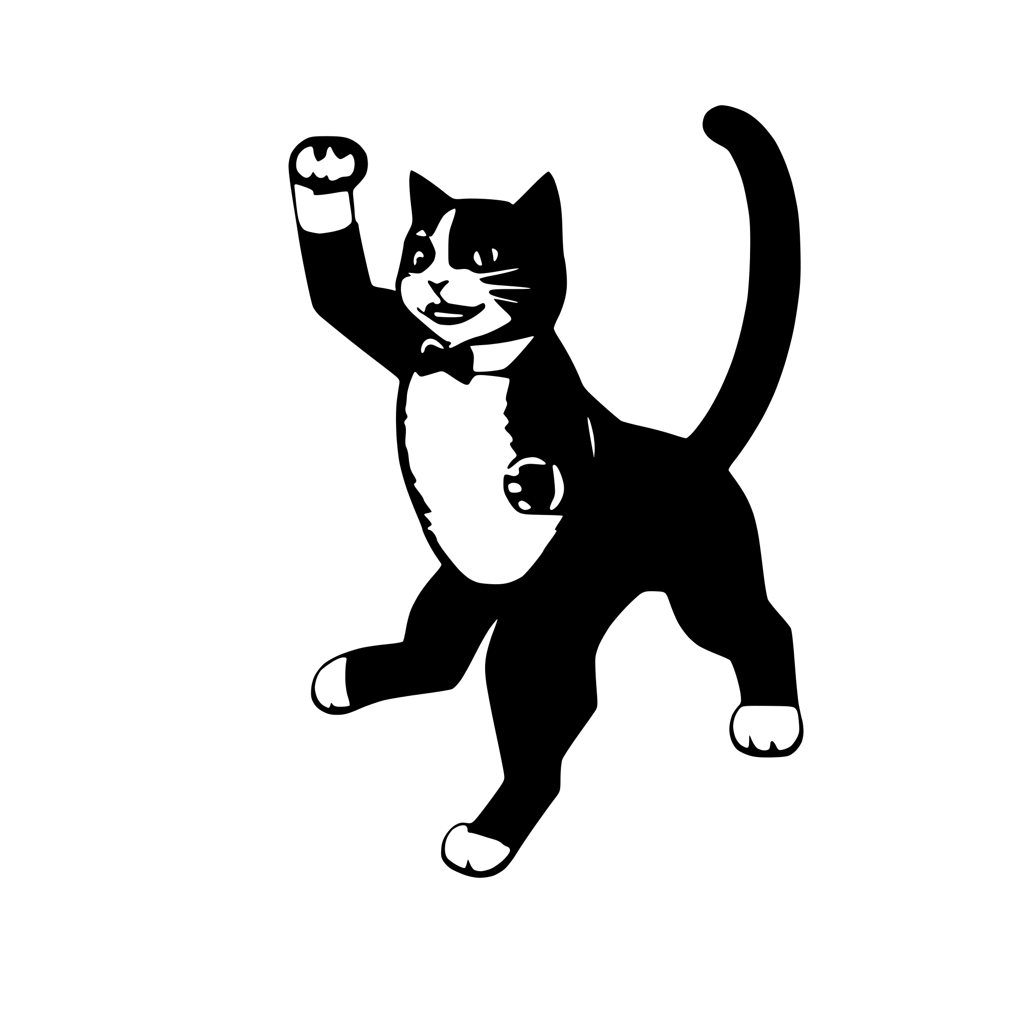 AI-generated SVG of '8bit tuxedo cat (black and white) sprite sheet with two running stances, sitting, jumping and splat'