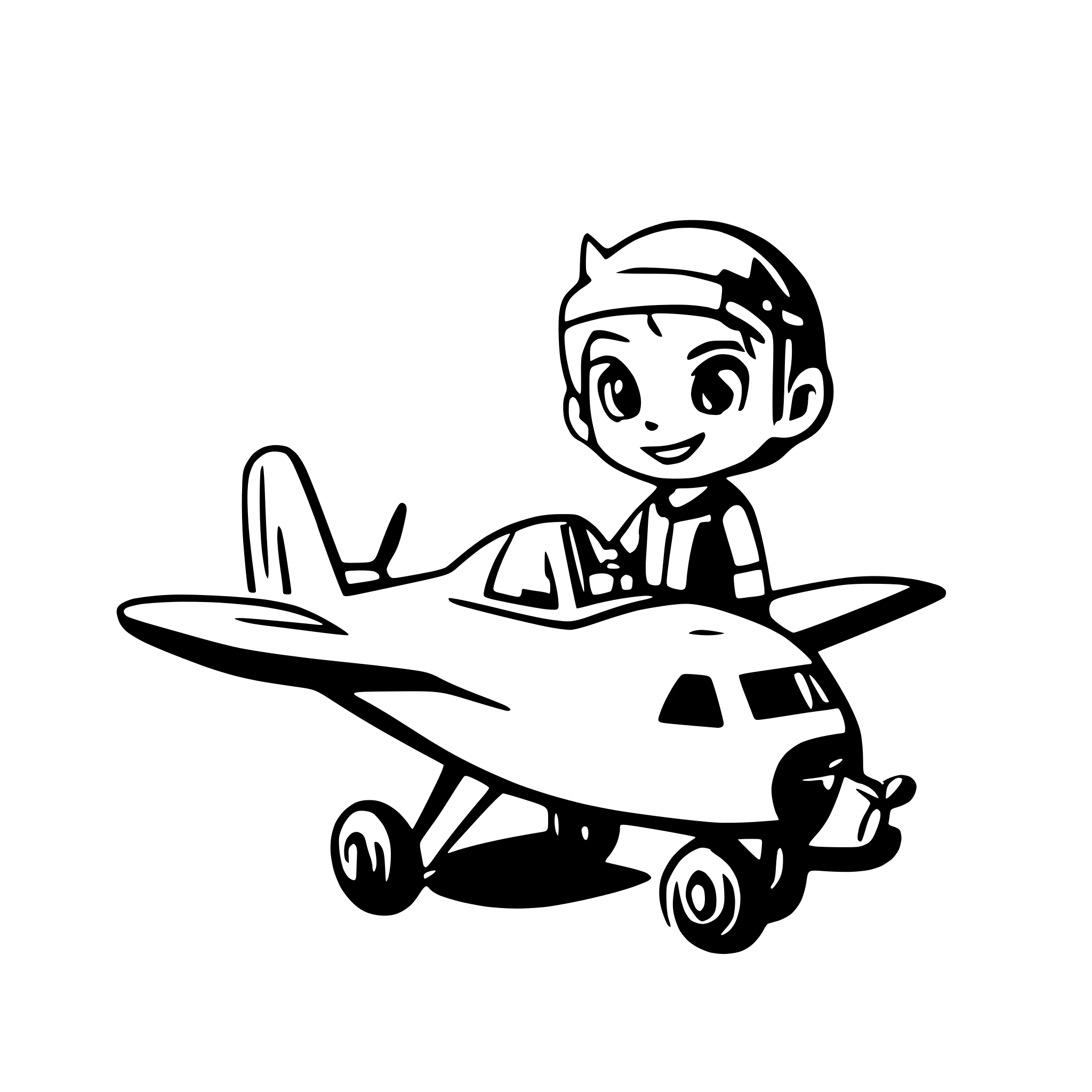 AI-generated SVG of a plane with a cut boy in the cockpit