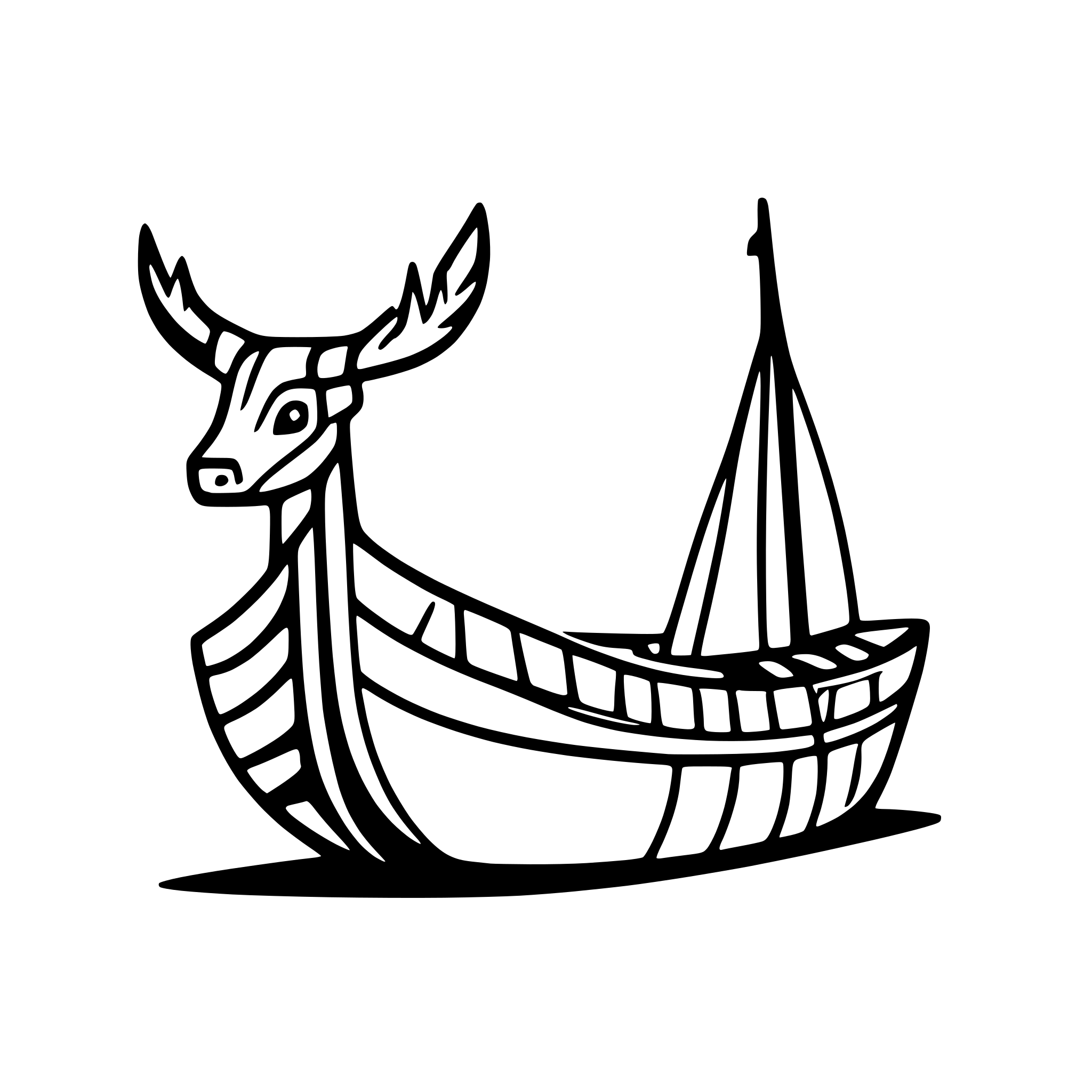 AI-generated SVG of 'viking boat combined with bull'