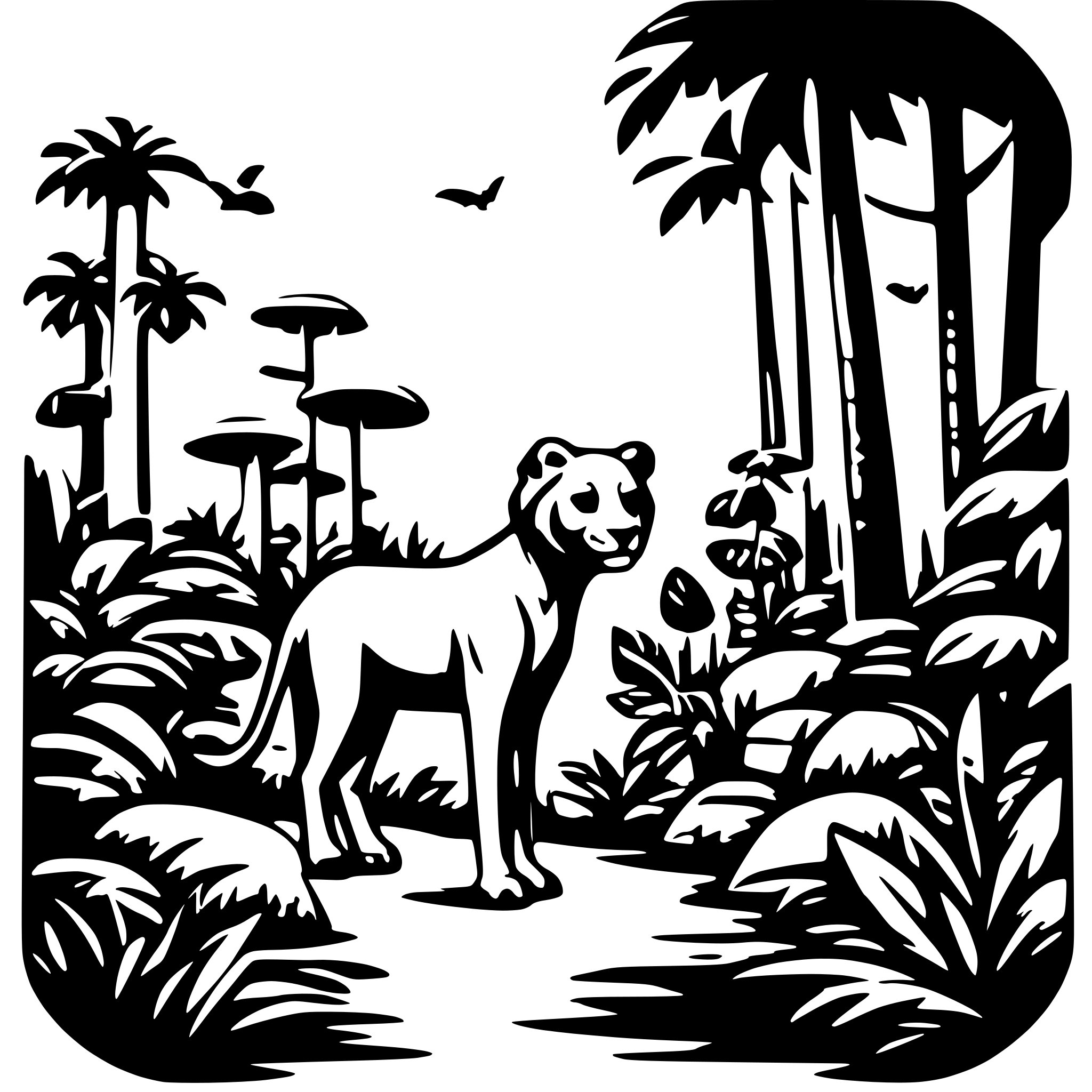 AI-generated SVG of a jungle animals ecosystem
