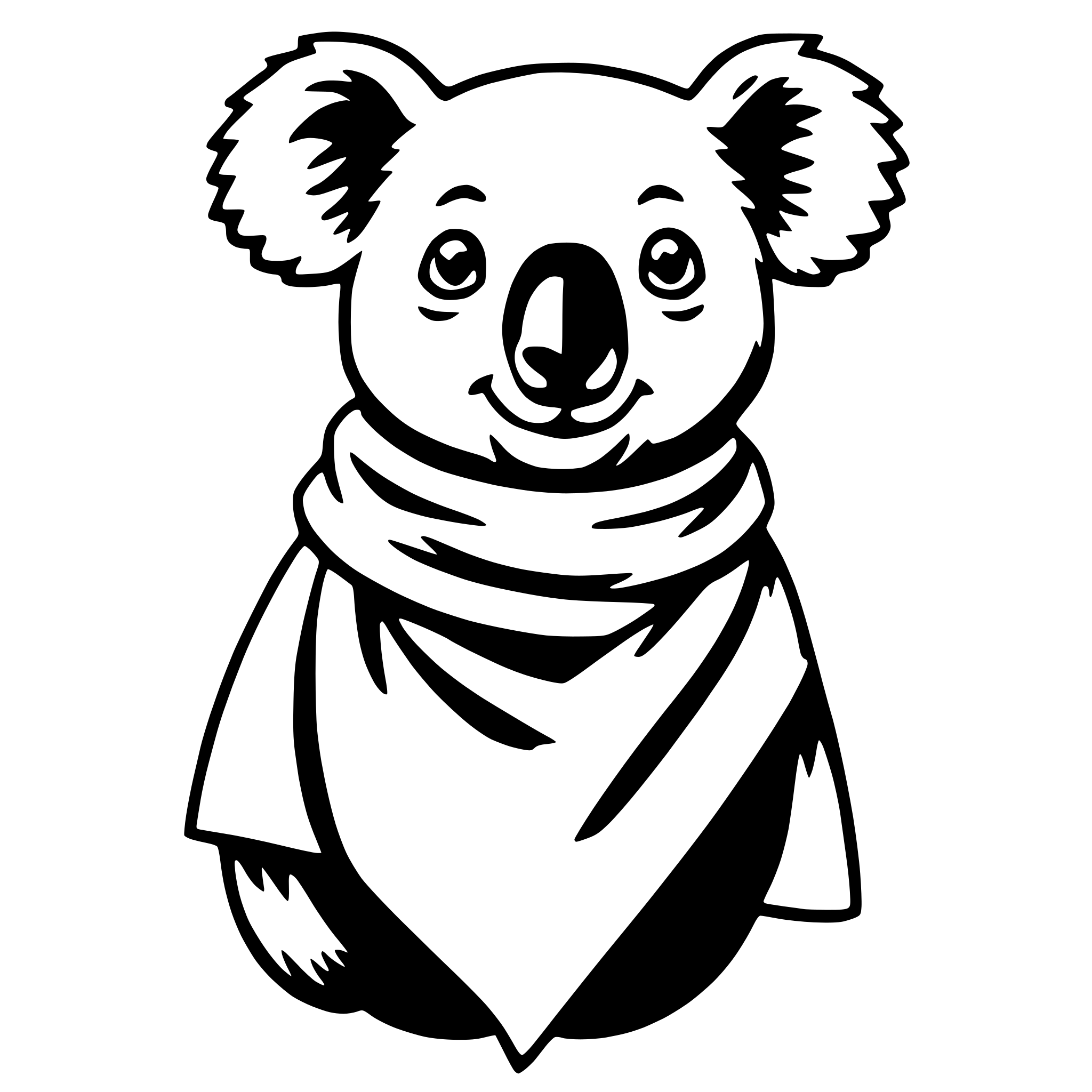 AI-generated SVG of a koala with scarf