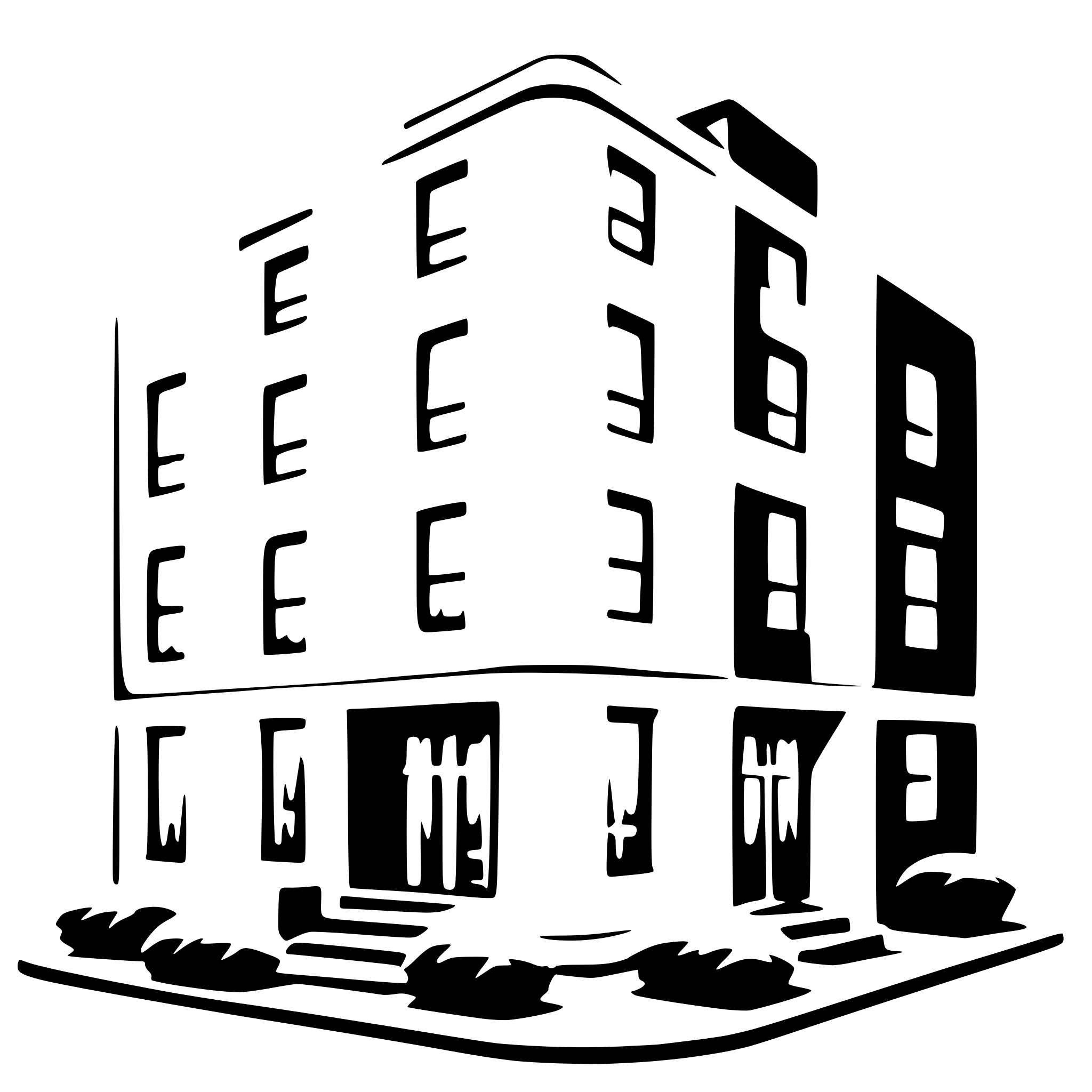 AI-generated SVG of a Simple rectangle representing an apartment building with 6 windows.