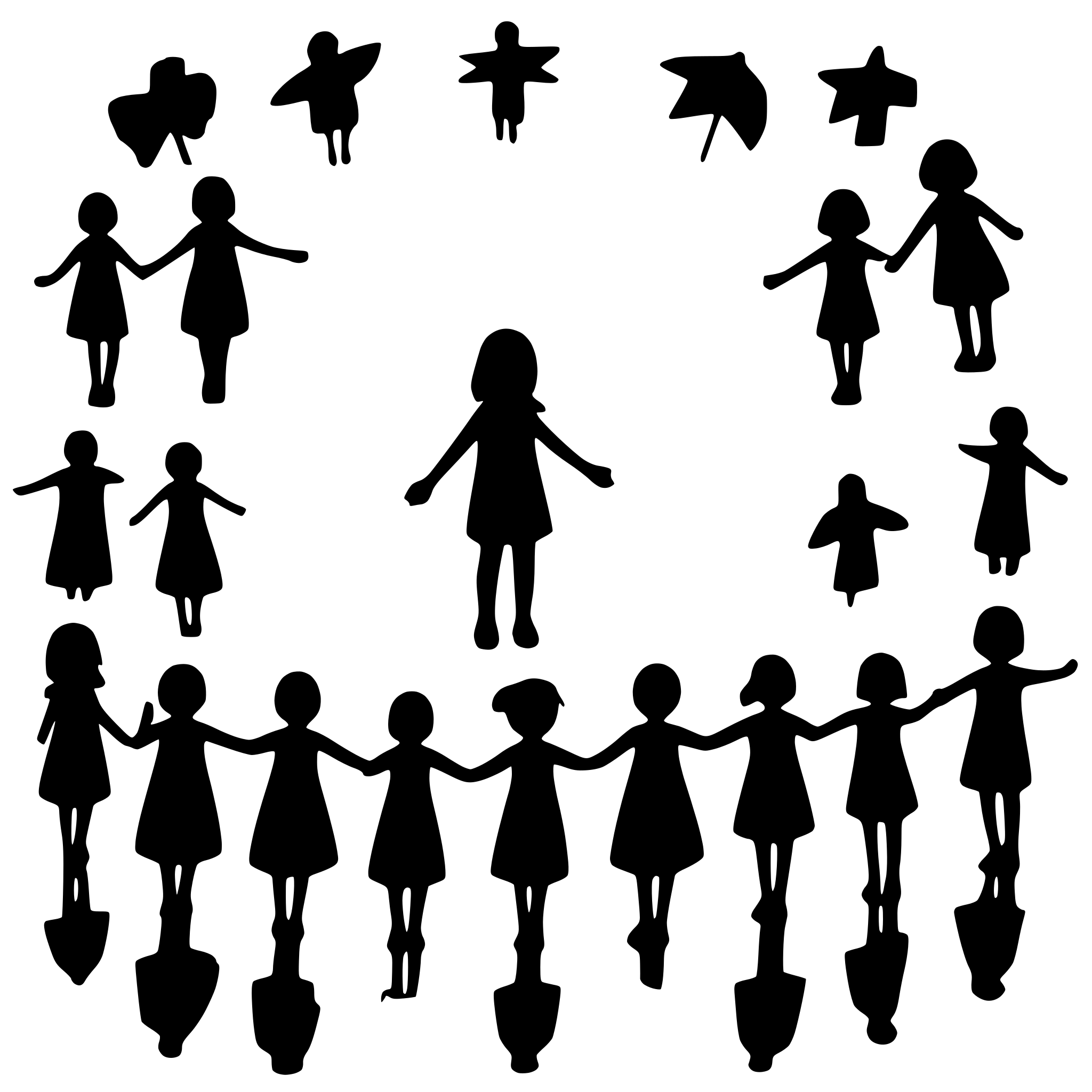AI-generated SVG of a 10 children holding hands and the world