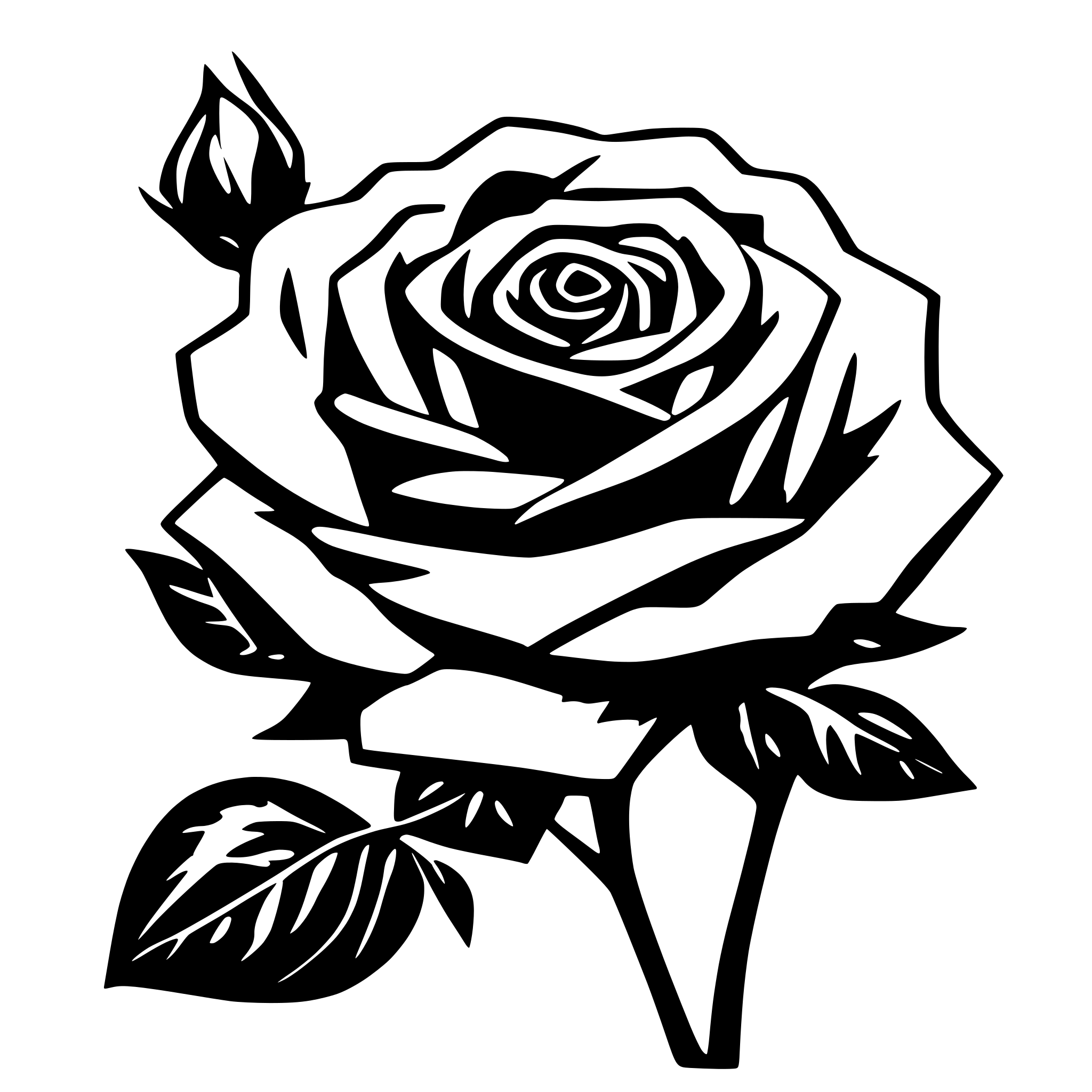 AI-generated SVG of 'rose with thorns'