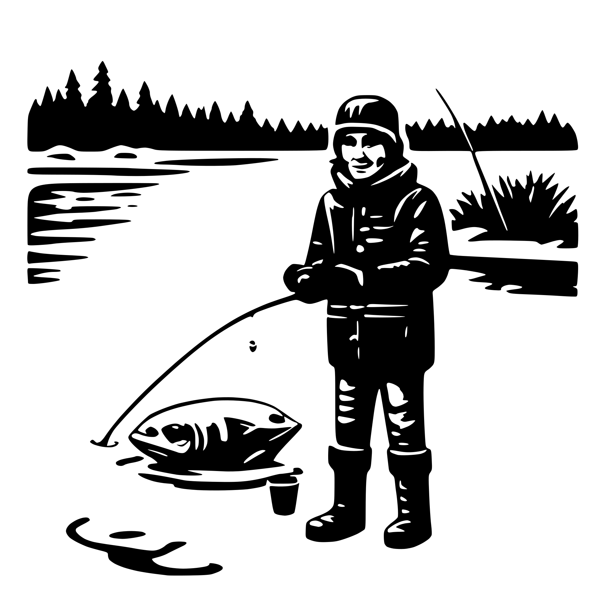 AI-generated SVG of 'Guy ice fishing'