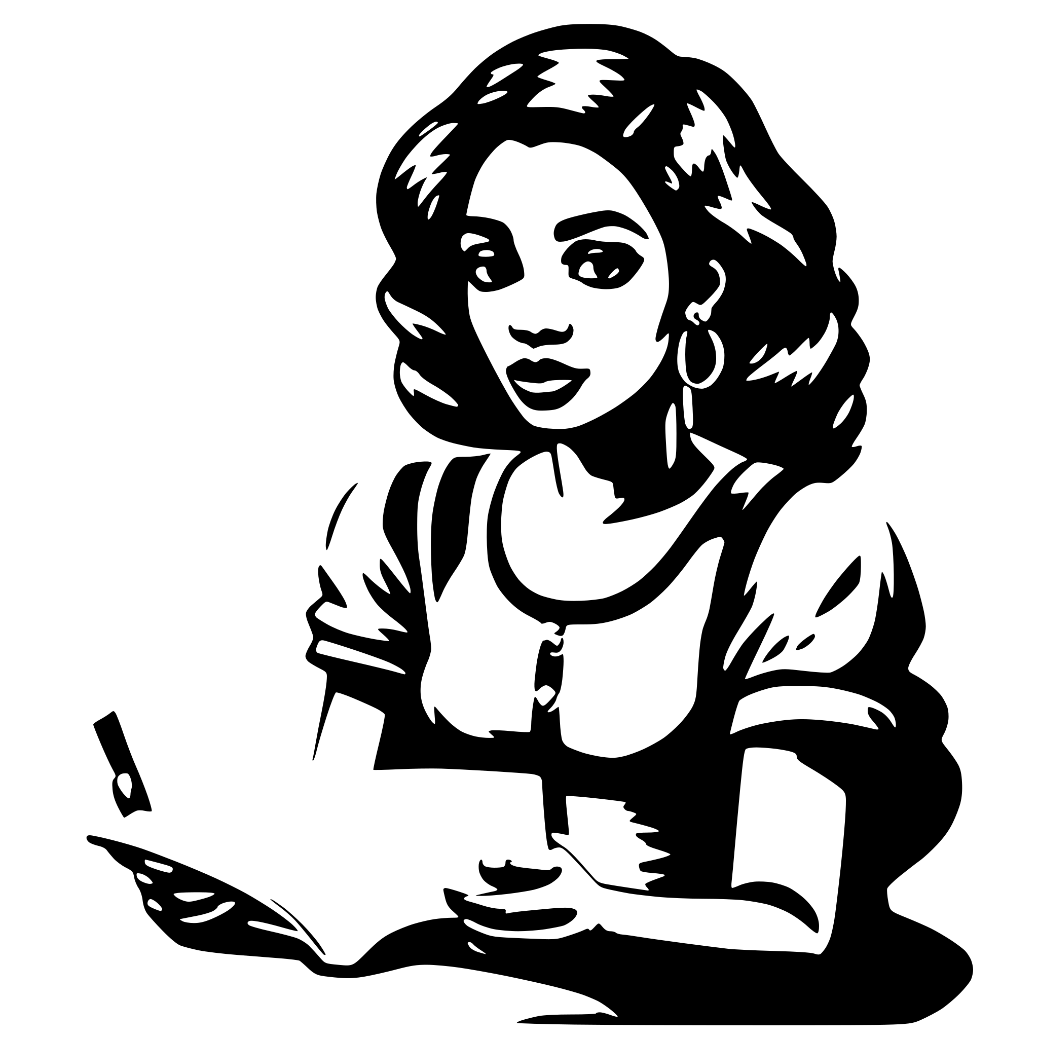 AI-generated SVG of 'Black girl reading'