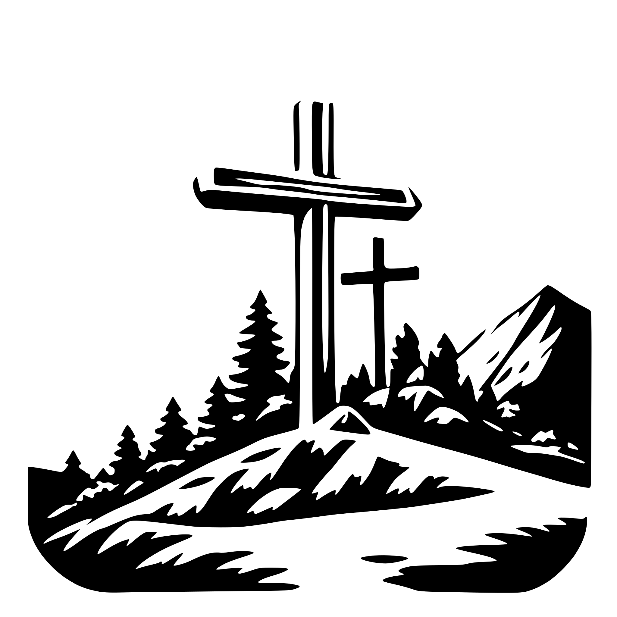 AI-generated SVG of 'cross on mountain'