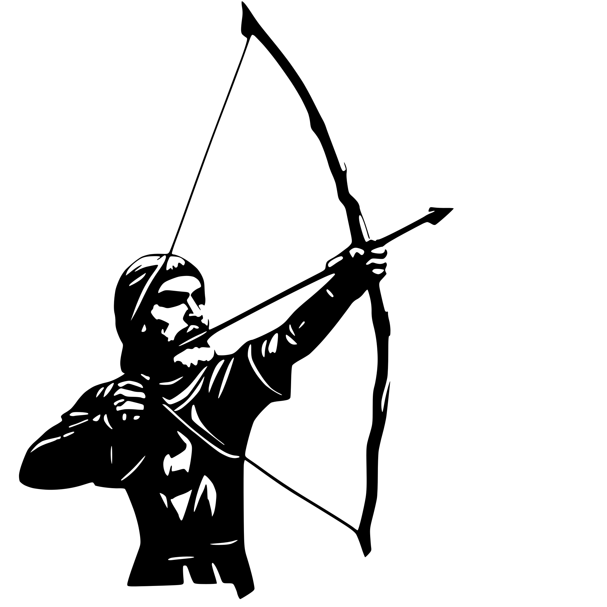 AI-generated SVG of a a Persian ancient man, an archer, with a bow