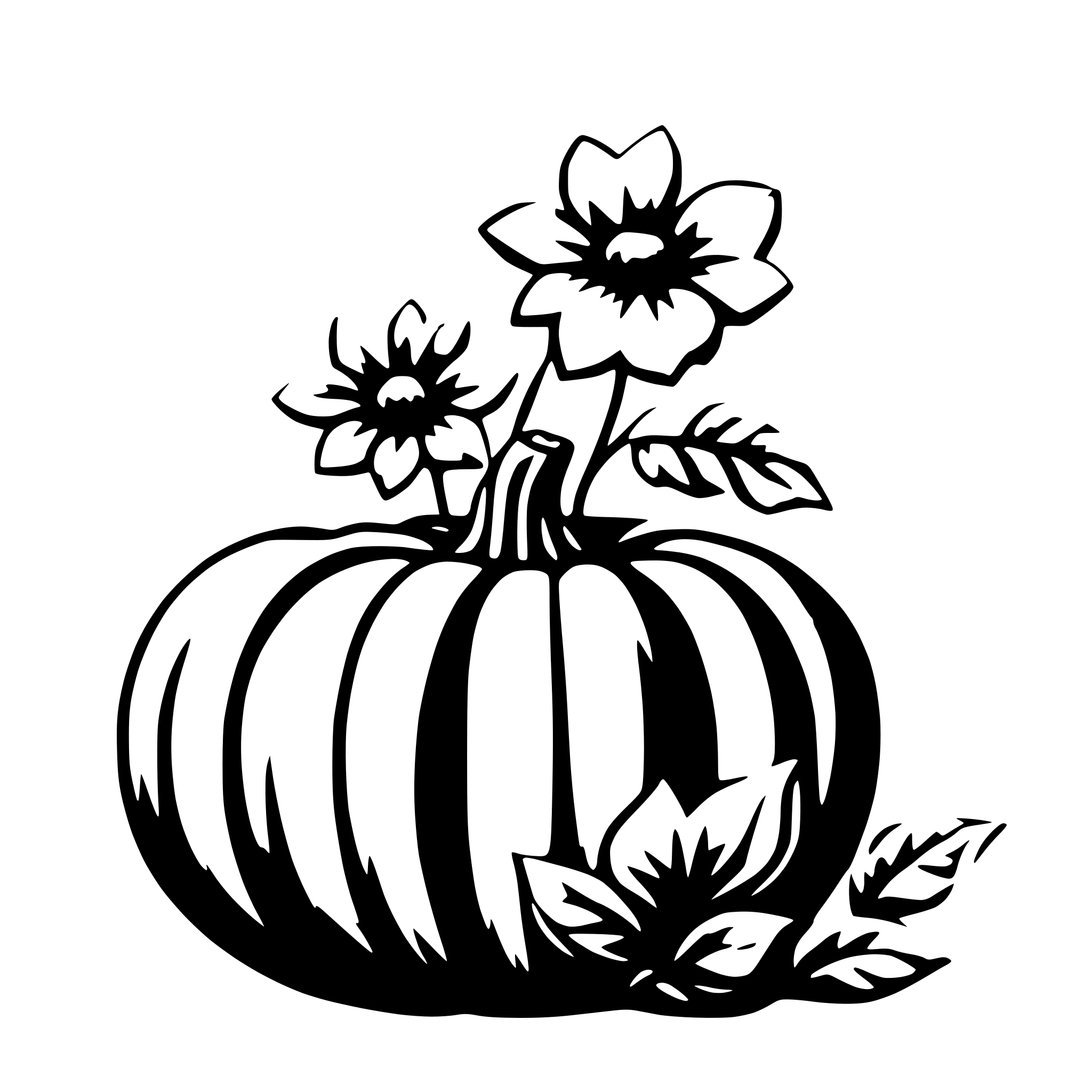 AI-generated SVG of a pumpkin with flowers