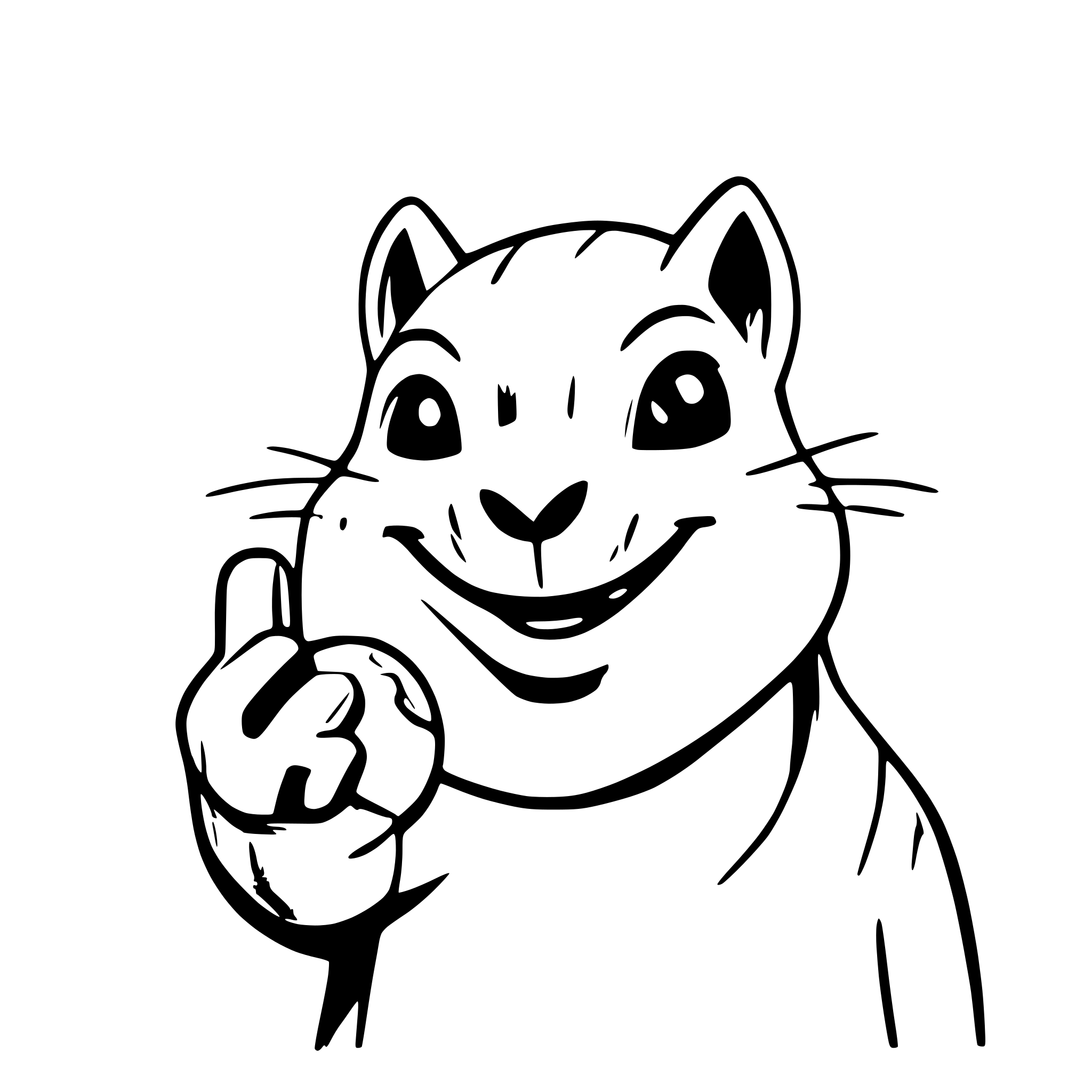 AI-generated SVG of a smiling squirrel holding a coin