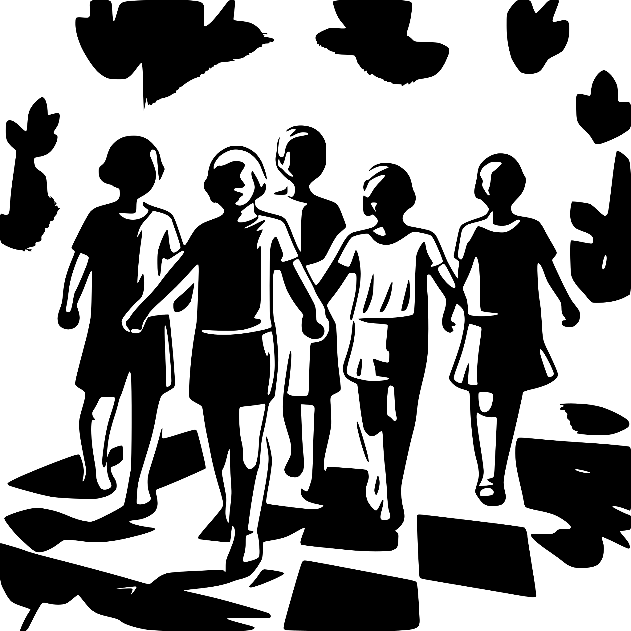 AI-generated SVG of a boys forming a line and holding hands