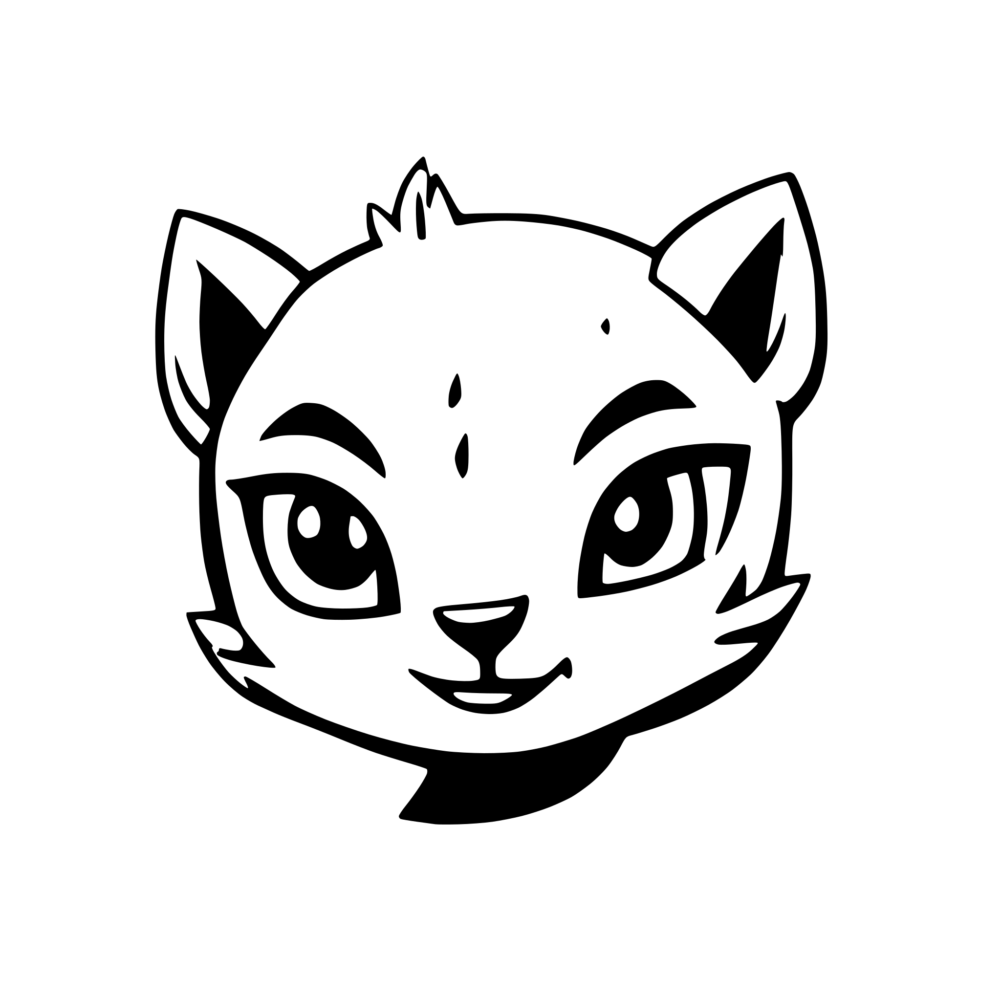 AI-generated SVG of 'simplified baby lynx face cute with big black eye and cartoon style'