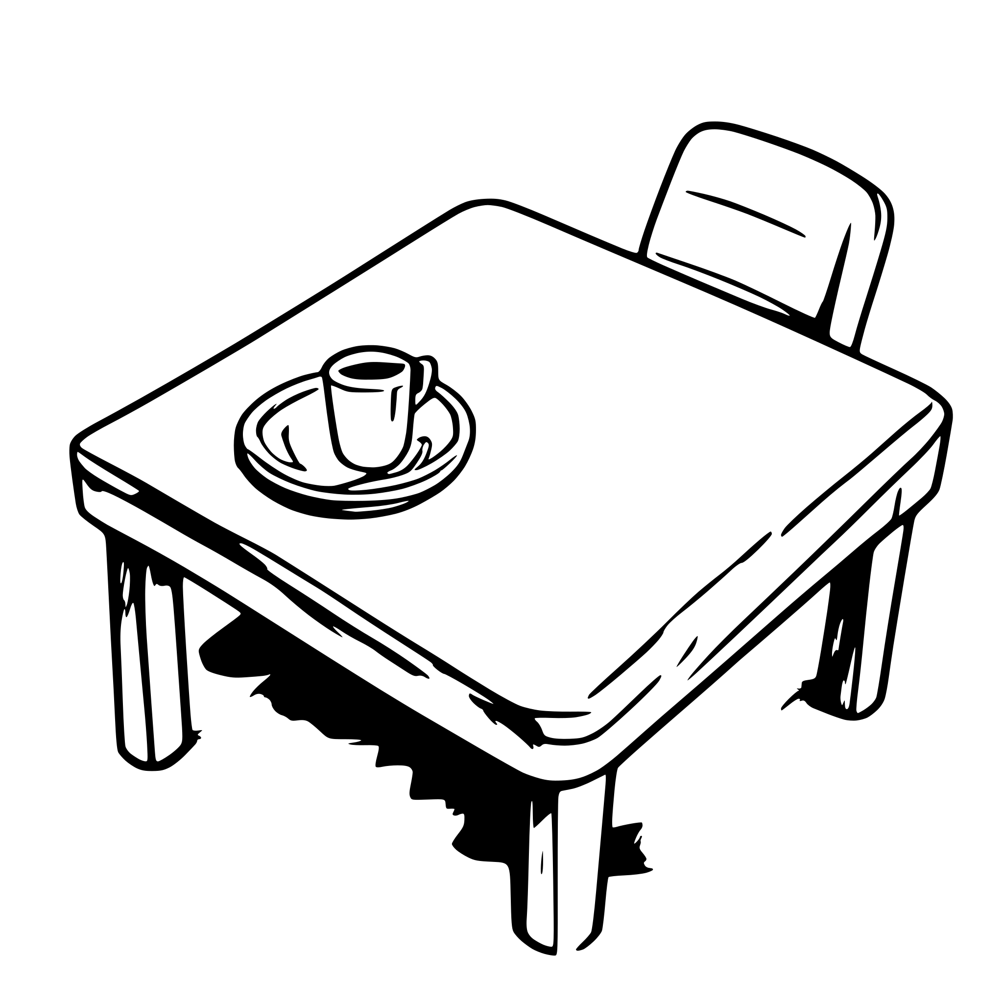AI-generated SVG of a rustic worn  square kitchen table