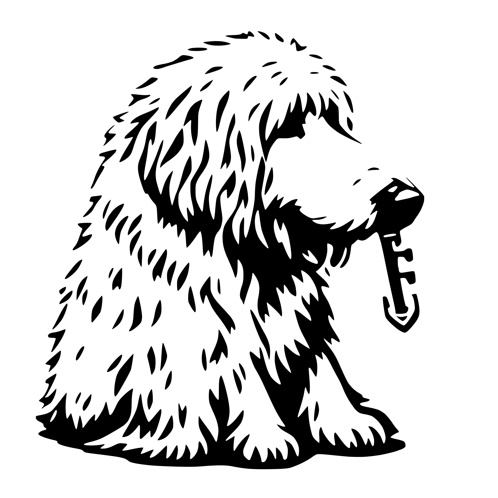 AI-generated SVG of 'Komondor holding a key'