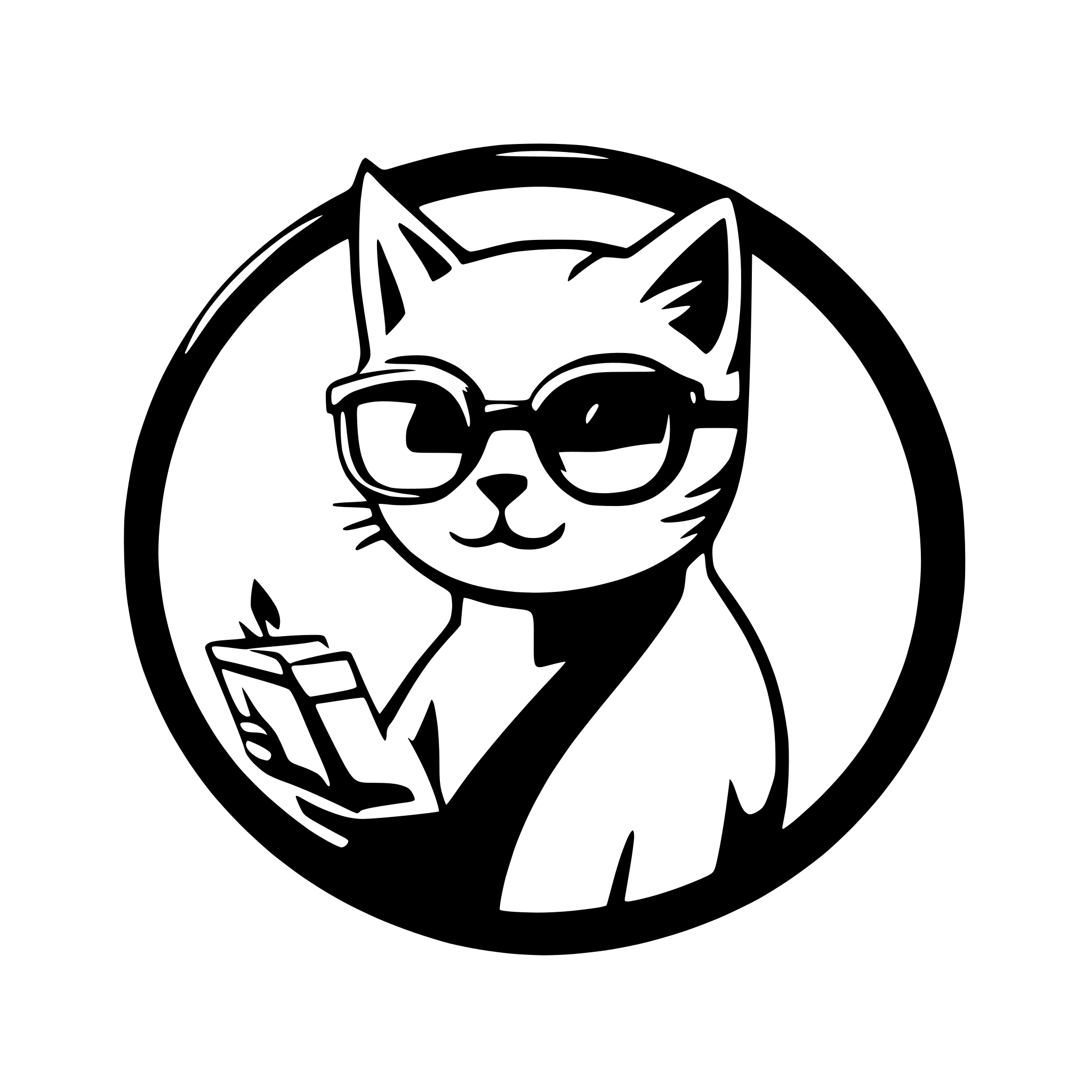 AI-generated SVG of 'Cat with glasses reading'