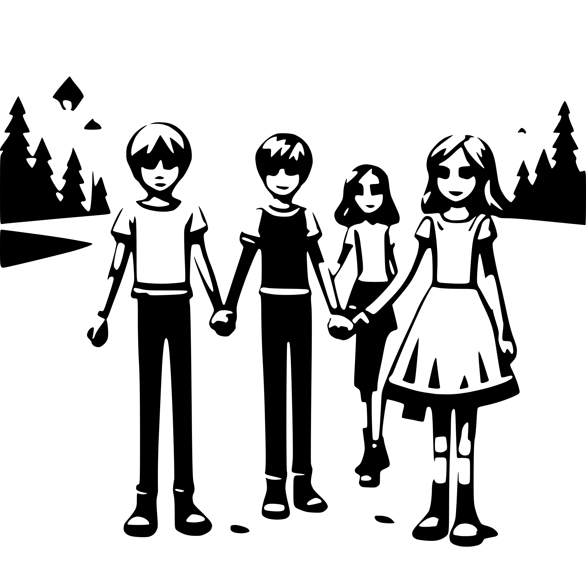 AI-generated SVG of a boys and girls forming a line and holding hands