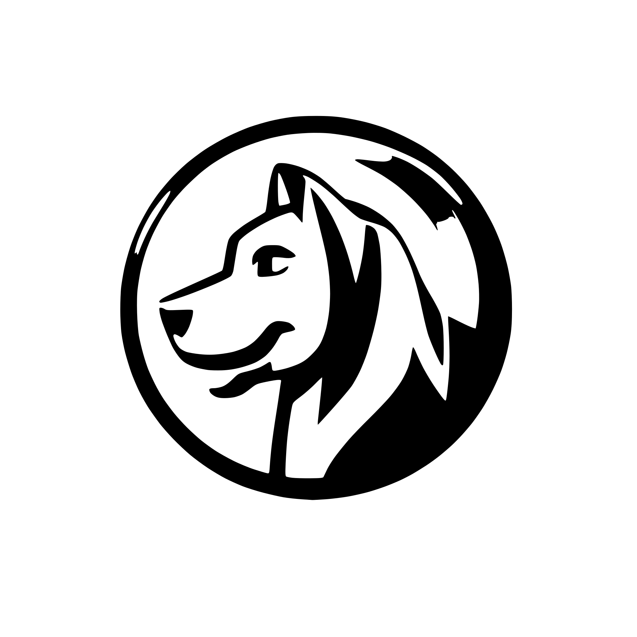 AI-generated SVG of a a minimal abstract playful dog logo from the side sniffing