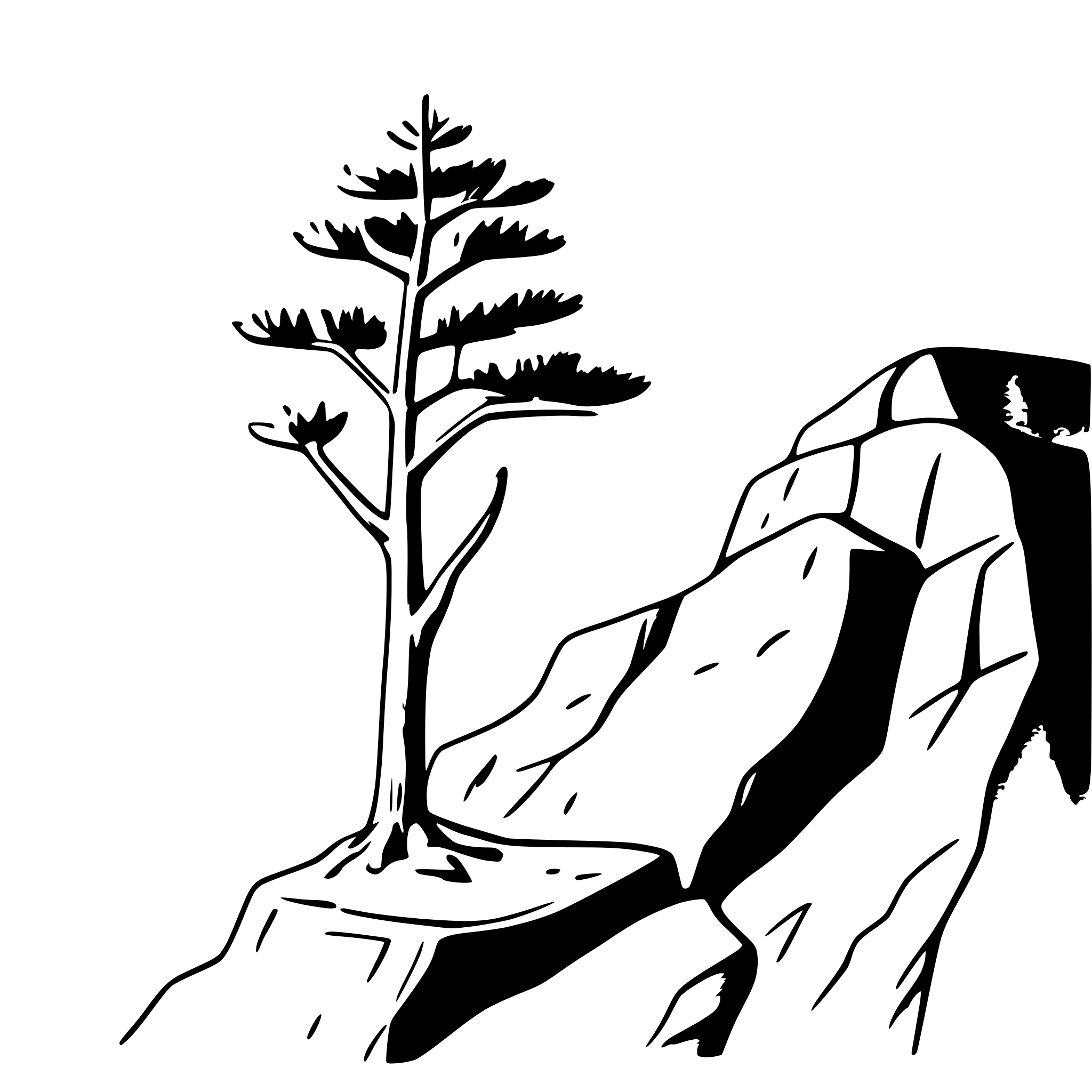 AI-generated SVG of a pine tree on cliff edge