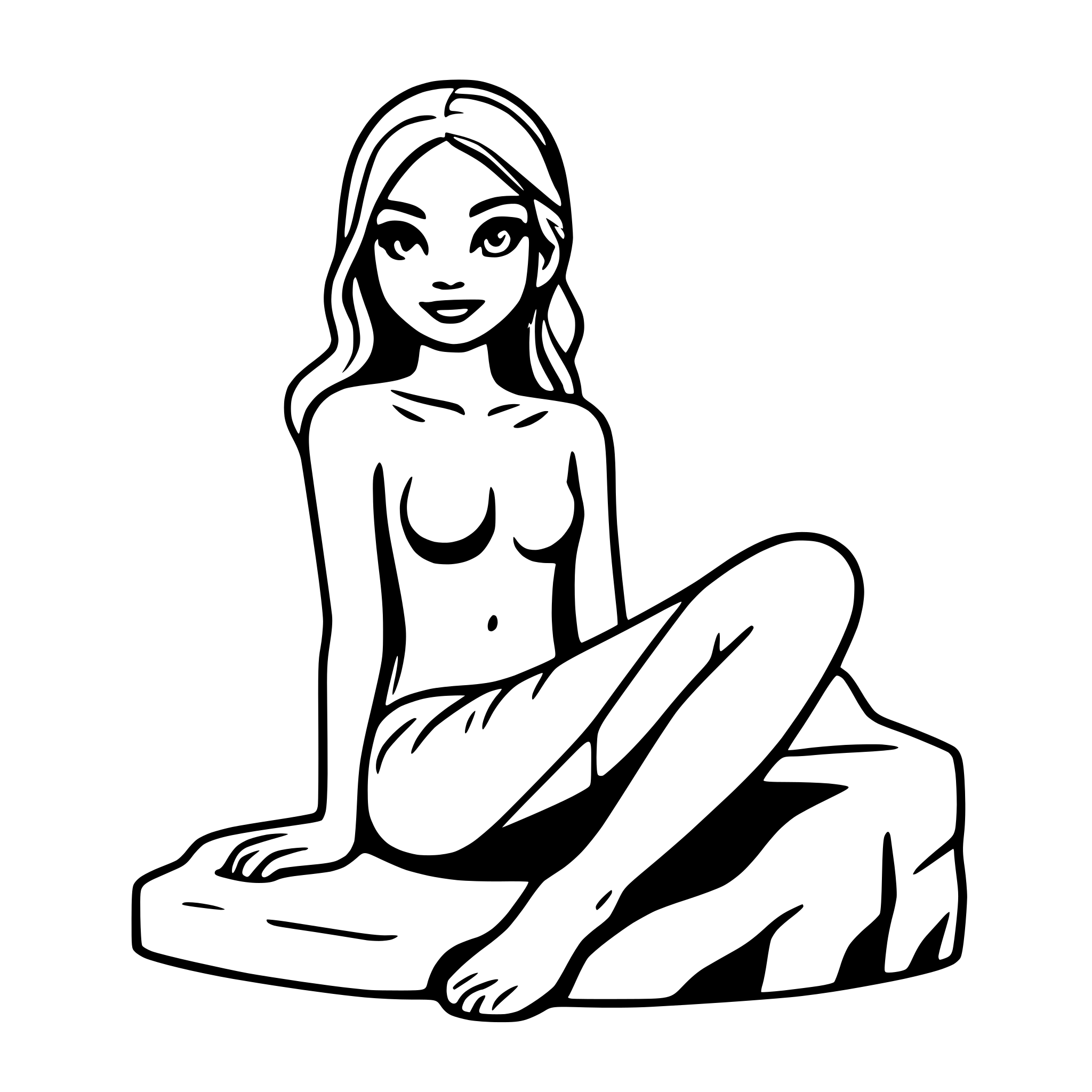 AI-generated SVG of 'mermaid sitting on rock'