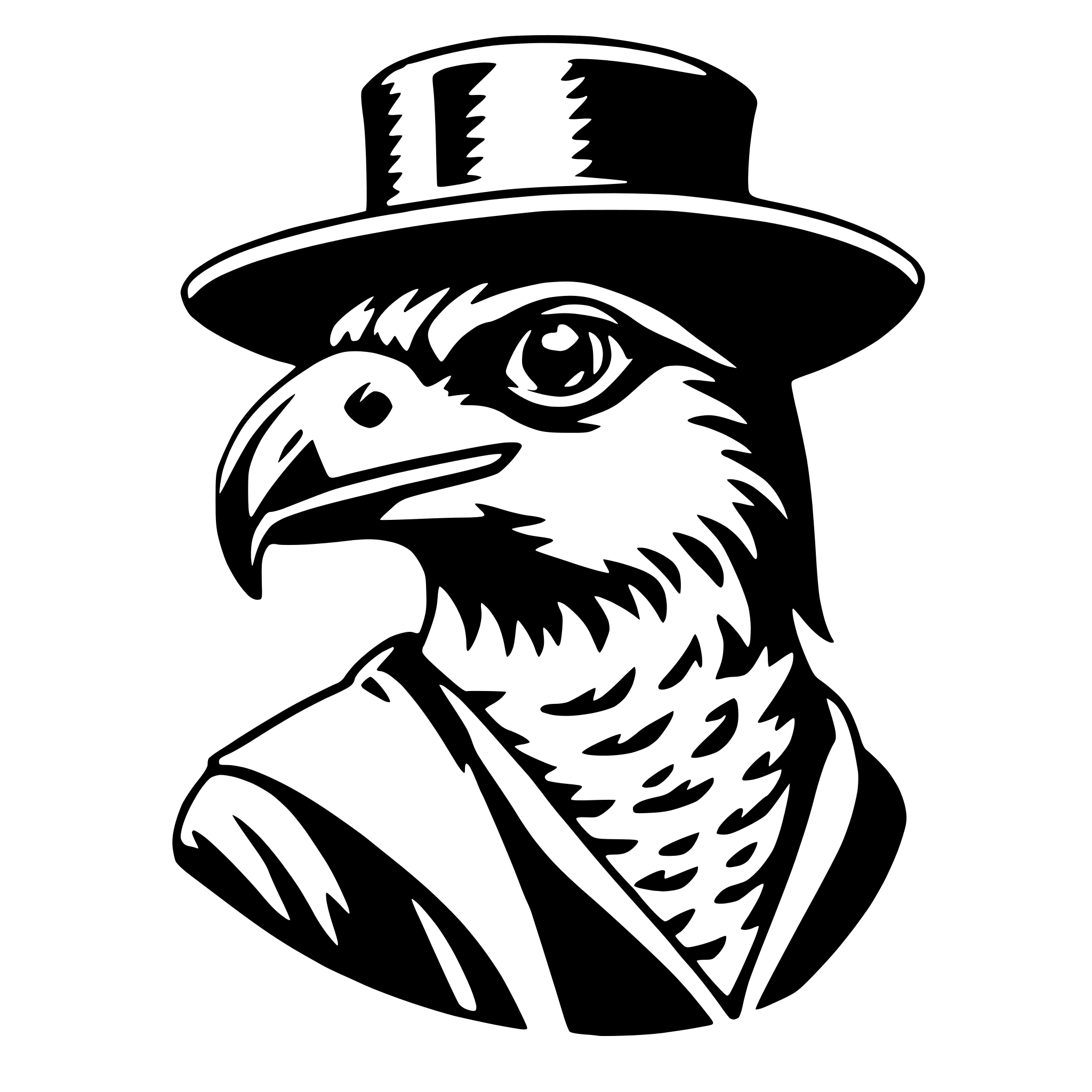 AI-generated SVG of a falcon with fedora