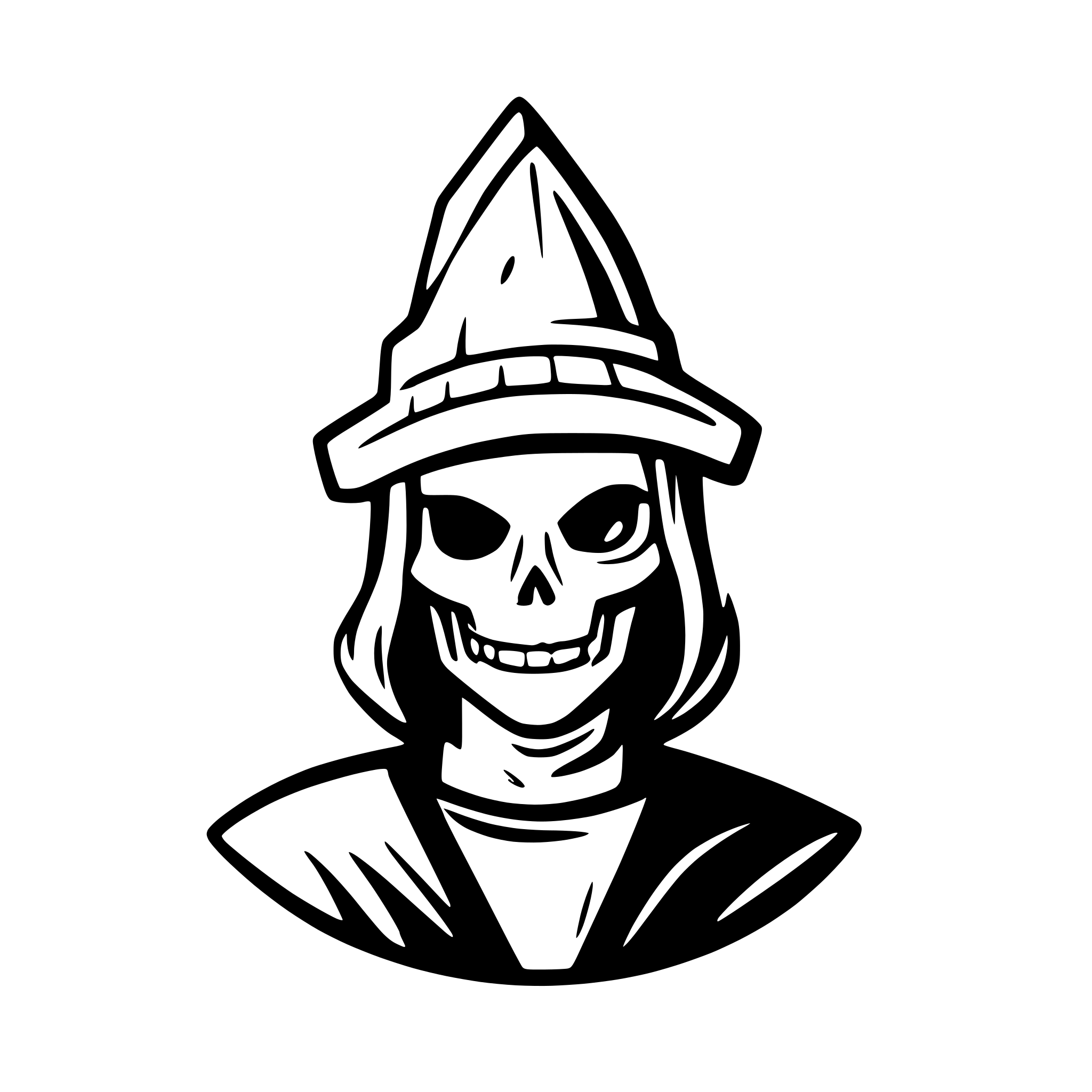 AI-generated SVG of a skeleton wizard head logo
