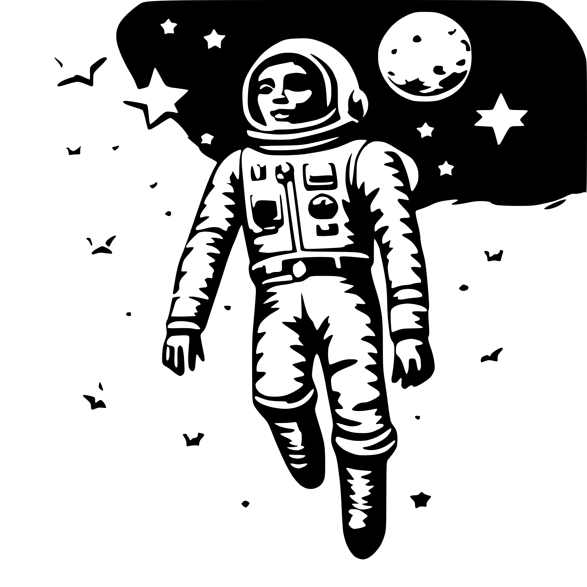 AI-generated SVG of a astronaut floating between stars
