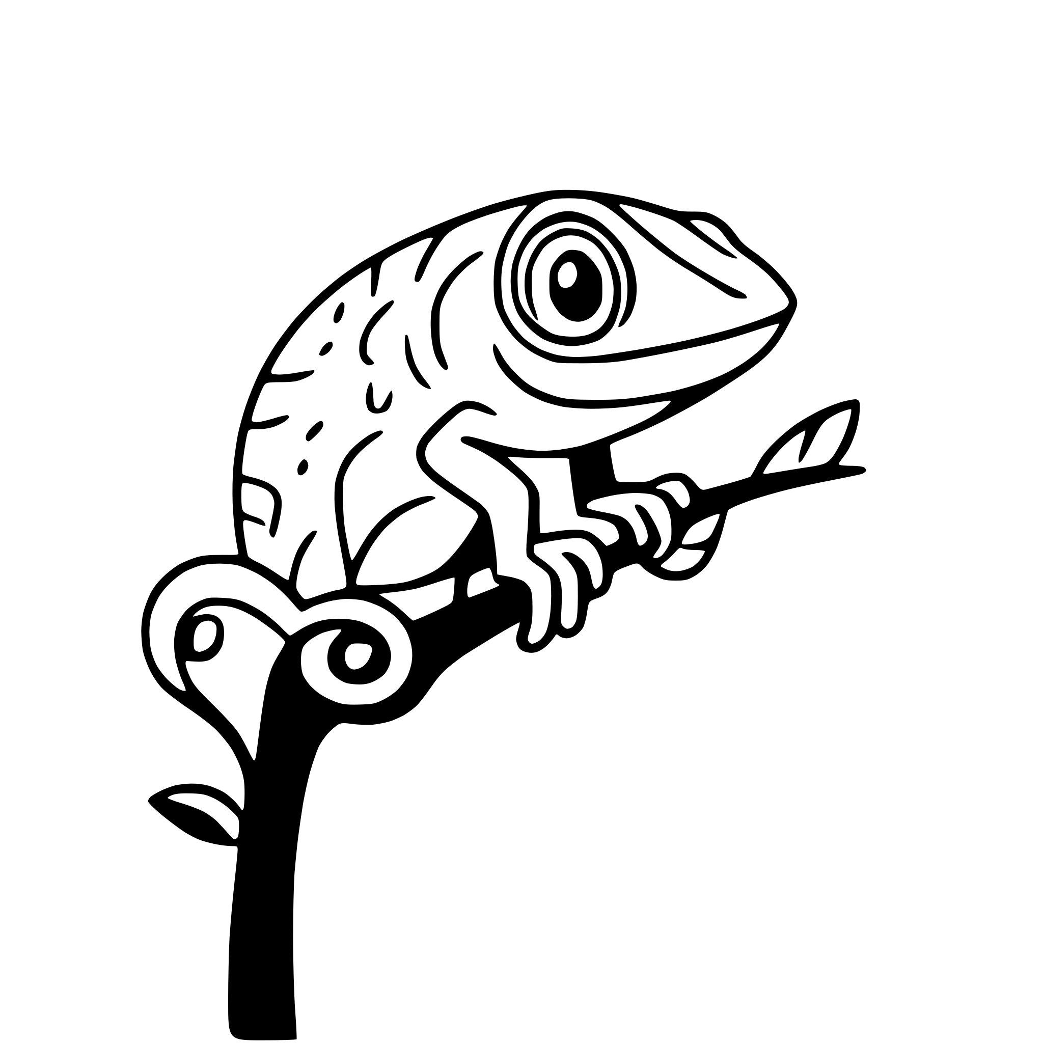 AI-generated SVG of 'chameleon on a branch'