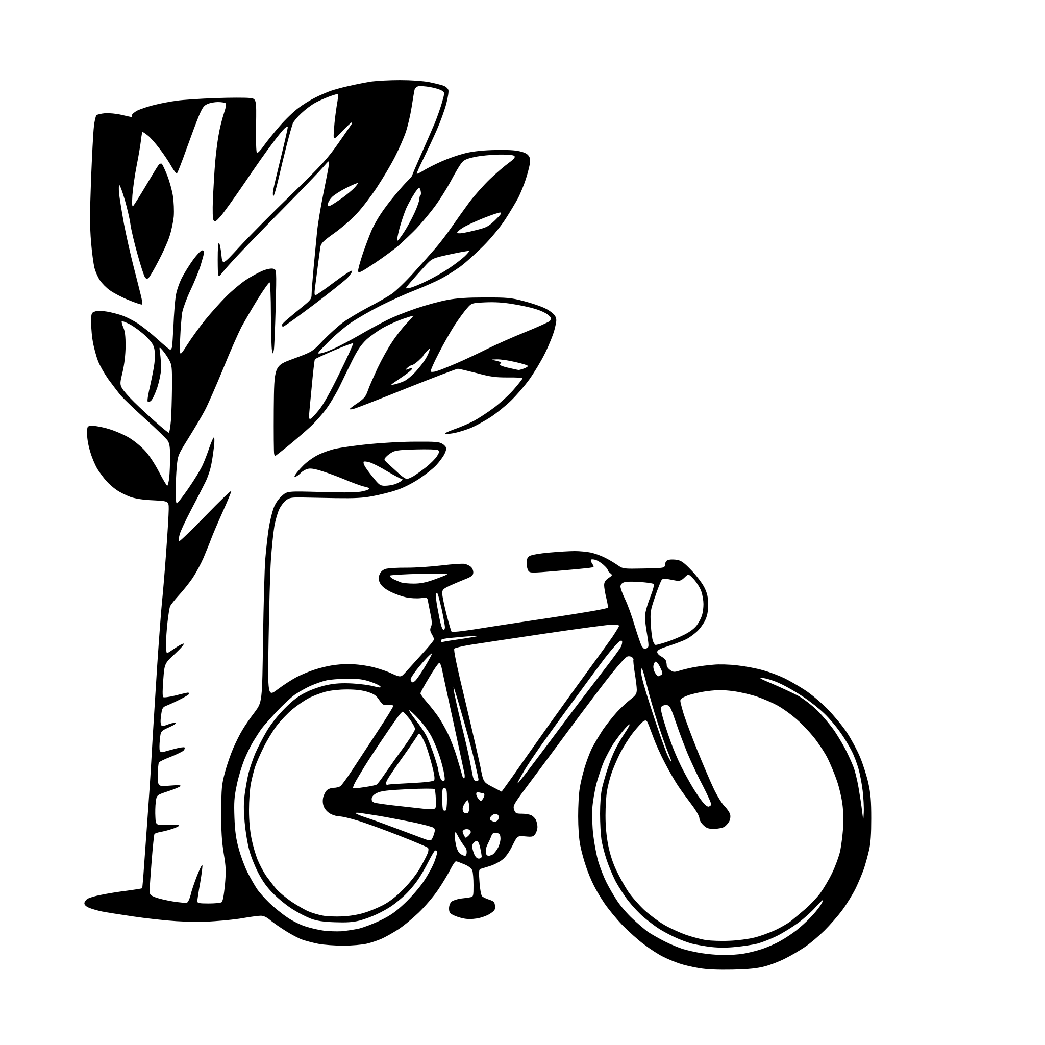 AI-generated SVG of 'bicycle leaning against tree'