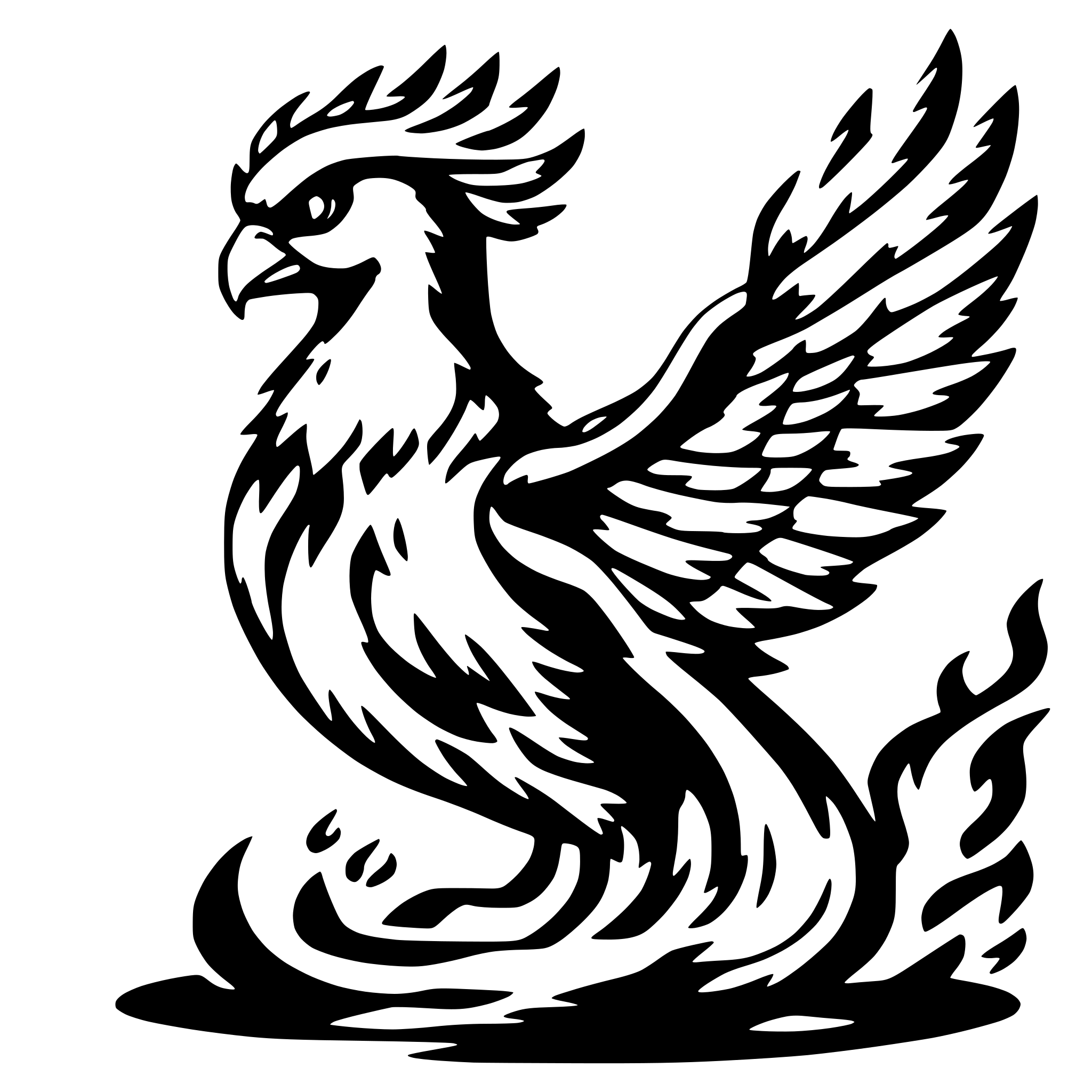 AI-generated SVG of 'A phoenix sitting in flames.'