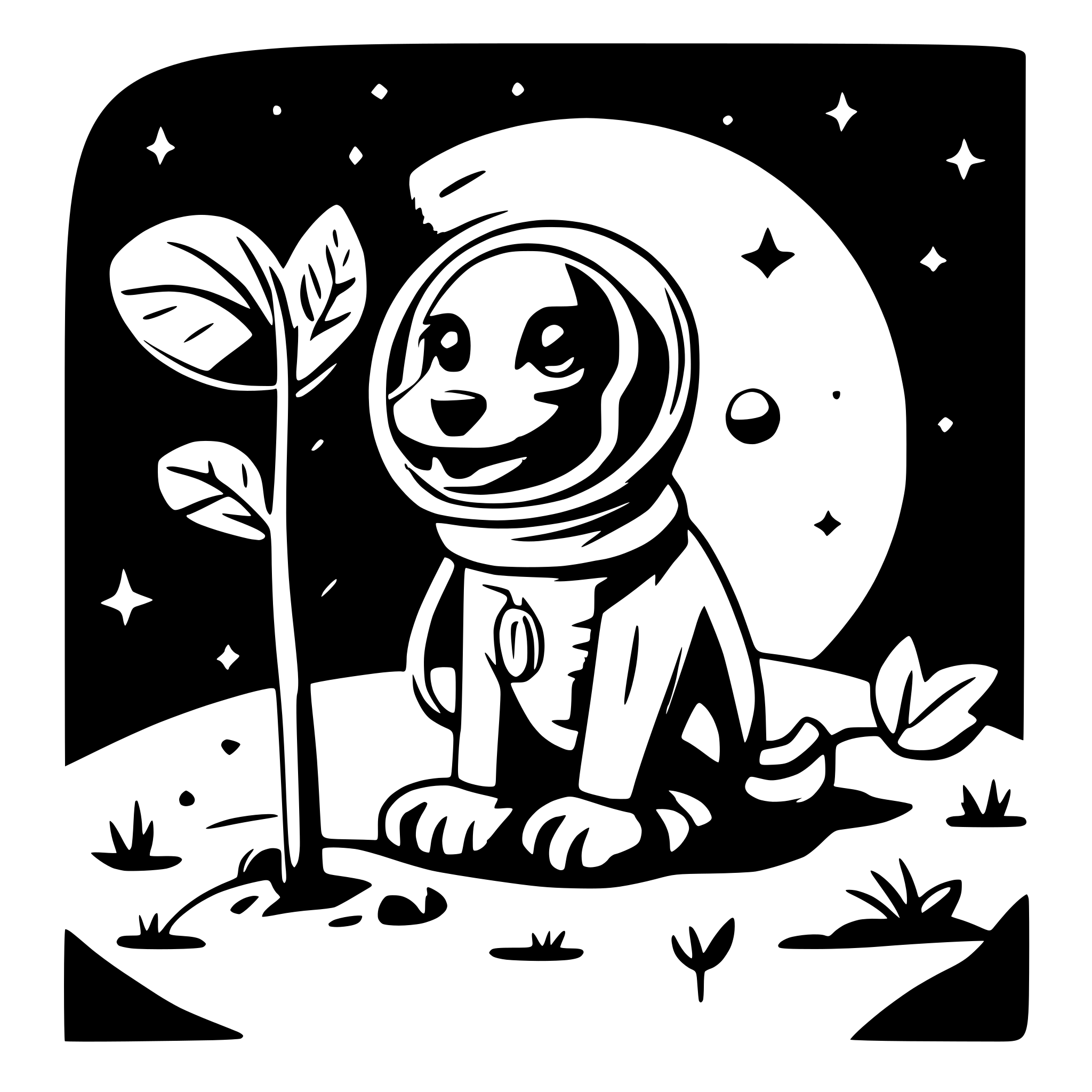 AI-generated SVG of a cosmonaut dog planting kenyan flag on the moon